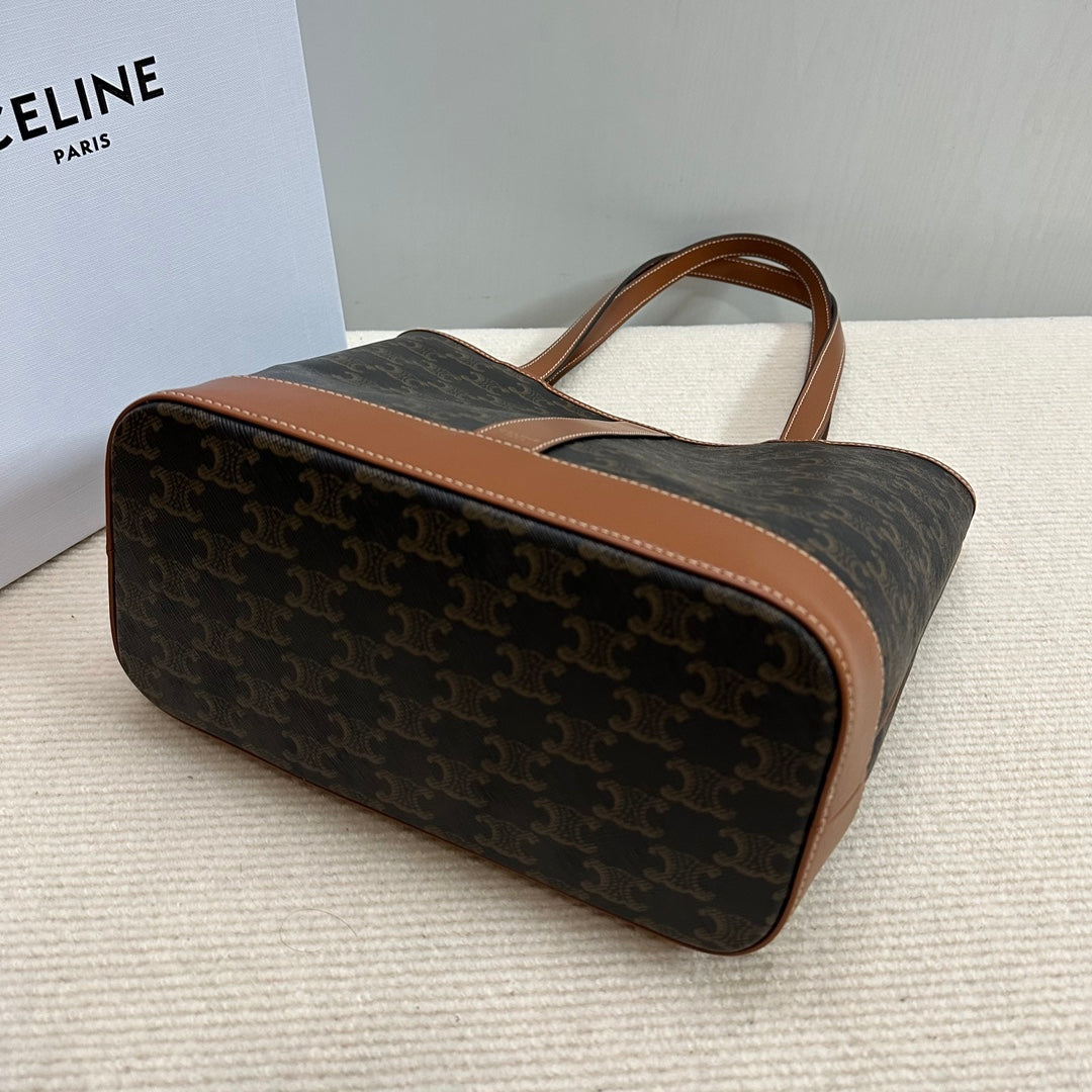 SMALL CABAS TRIOMPHE CANVAS 26.5 TAN CALFSKIN - Product Image 5