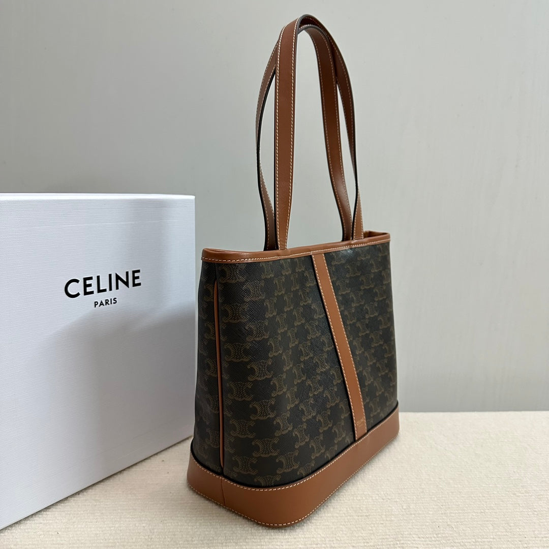 SMALL CABAS TRIOMPHE CANVAS 26.5 TAN CALFSKIN - Product Image 6