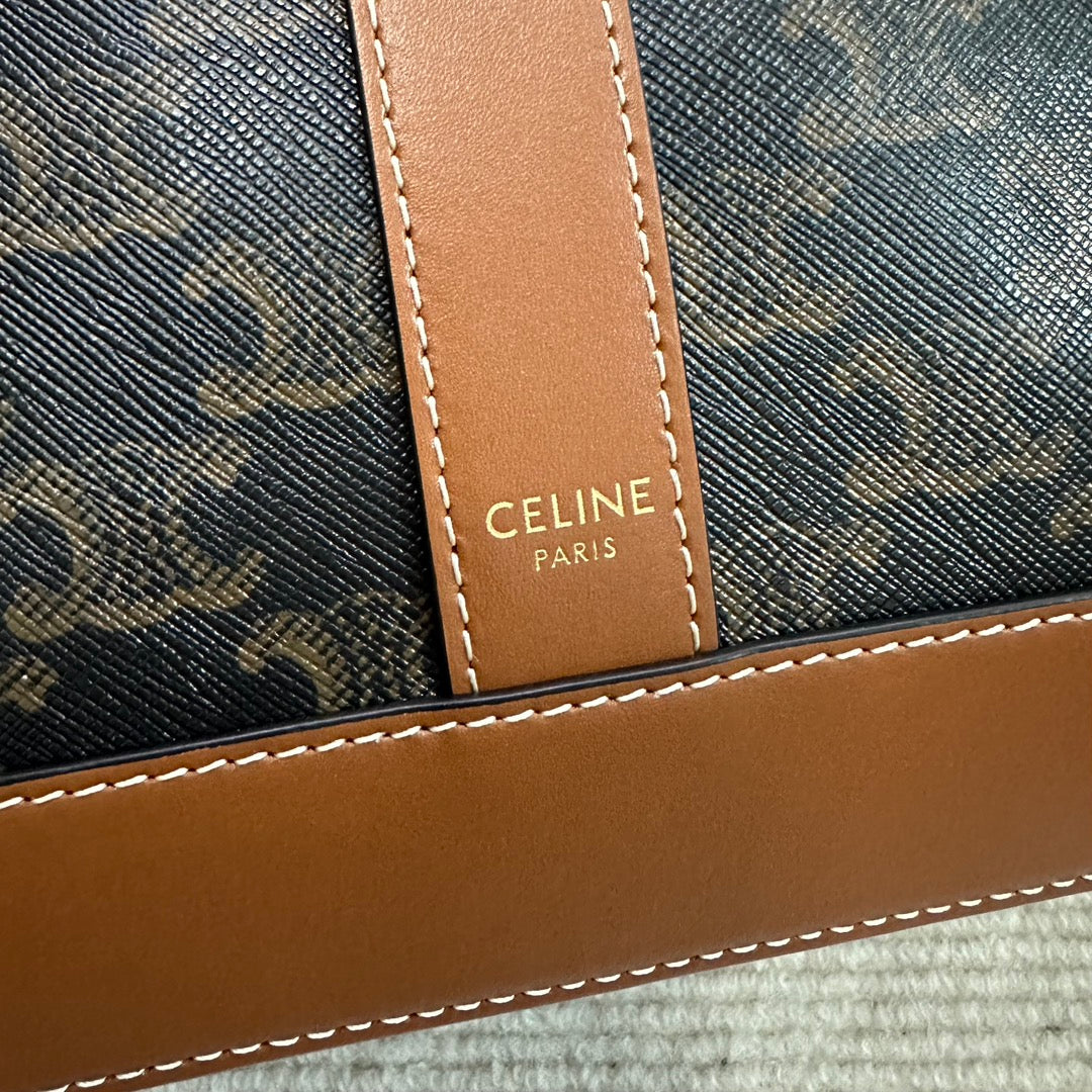 SMALL CABAS TRIOMPHE CANVAS 26.5 TAN CALFSKIN - Product Image 3
