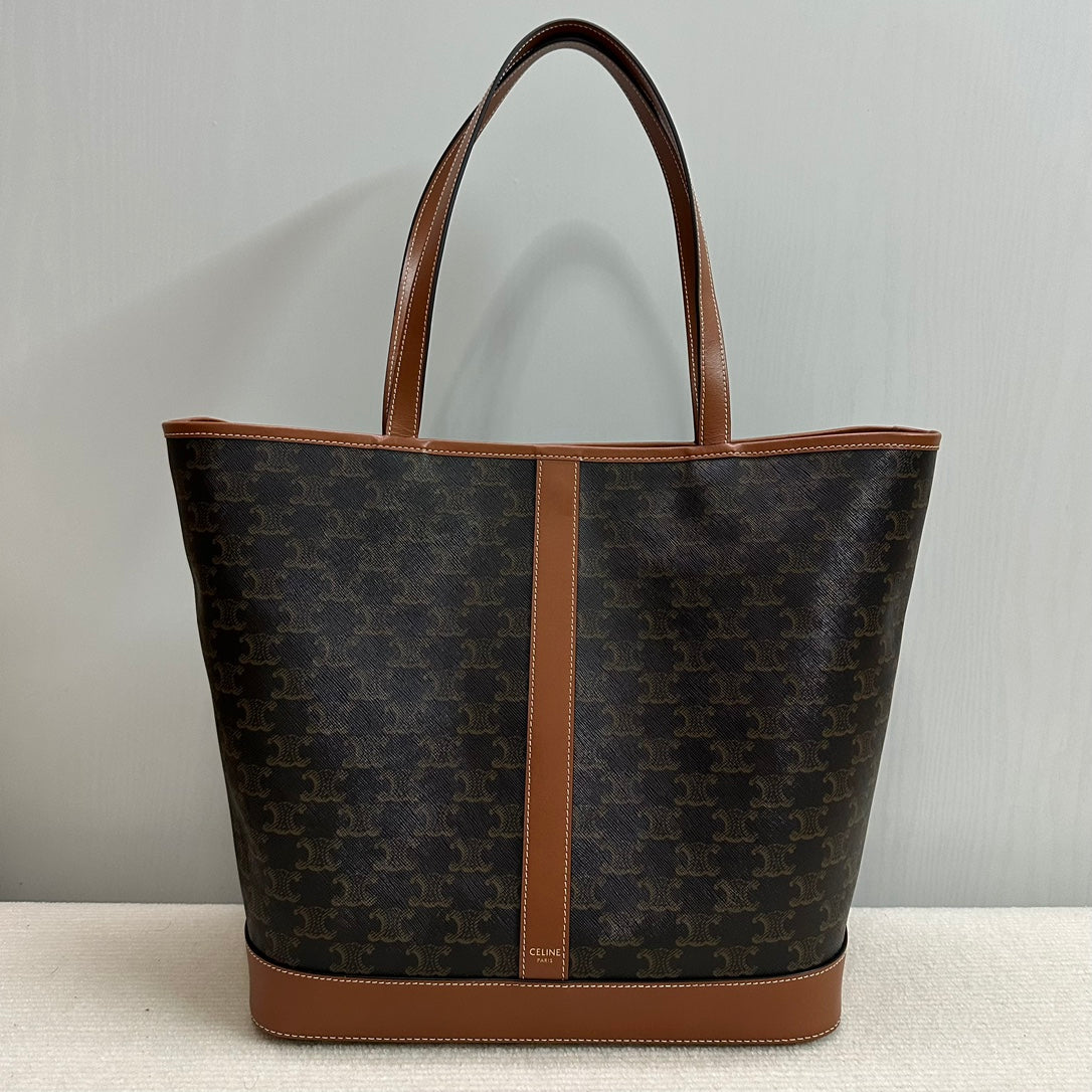 MEDIUM CABAS TRIOMPHE CANVAS 31.5 TAN CALFSKIN - Product Image 6