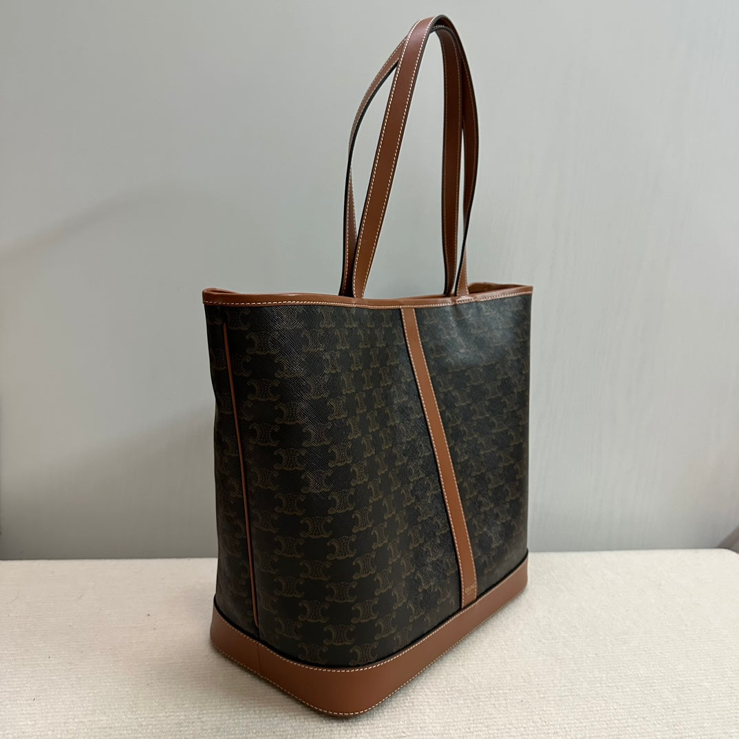 MEDIUM CABAS TRIOMPHE CANVAS 31.5 TAN CALFSKIN - Product Image 3