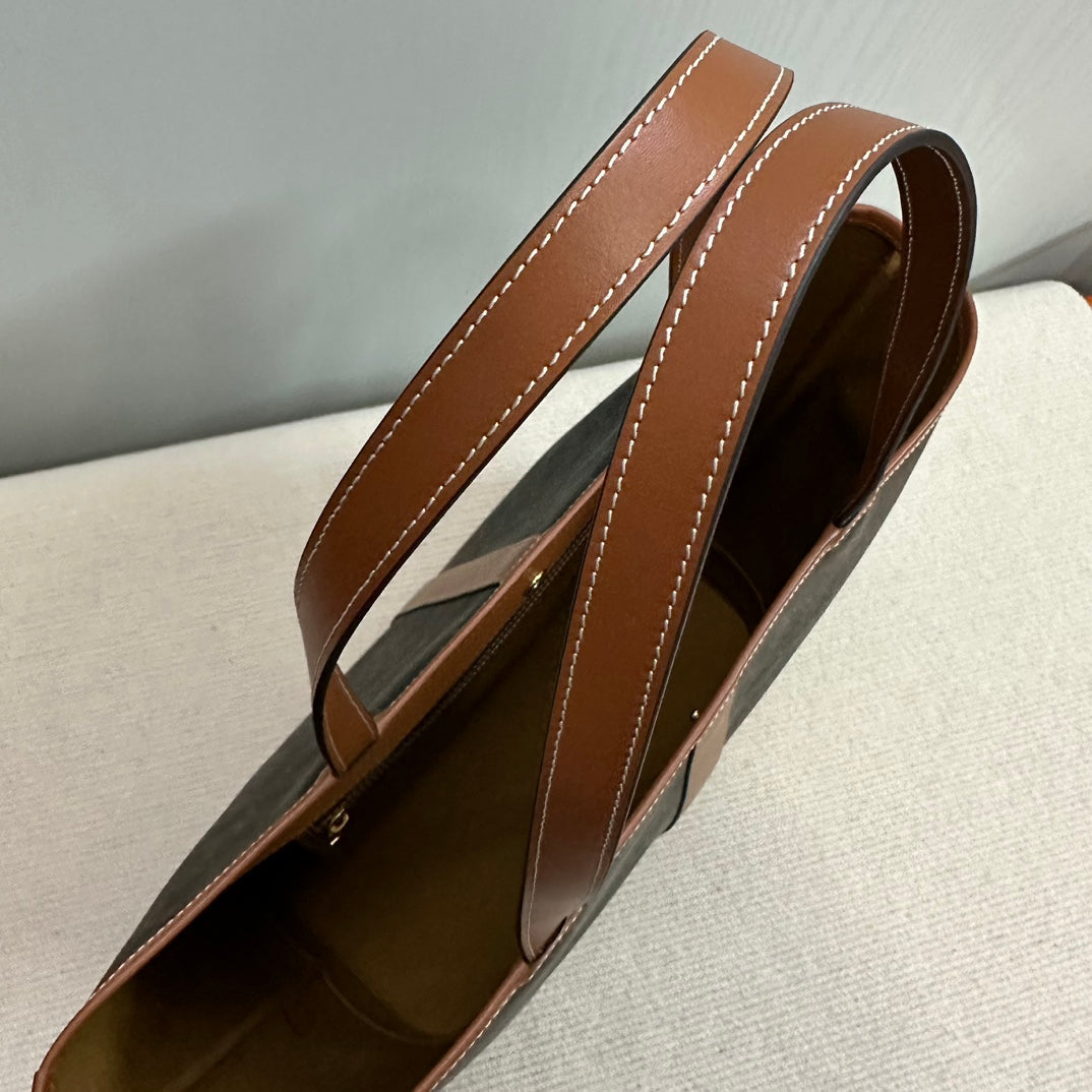 MEDIUM CABAS TRIOMPHE CANVAS 31.5 TAN CALFSKIN - Product Image 8