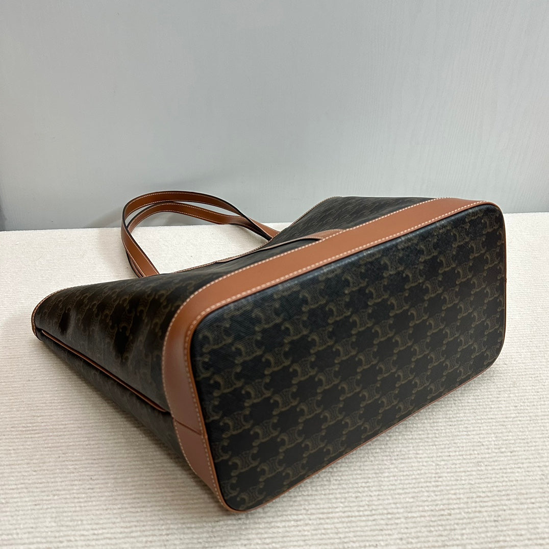 MEDIUM CABAS TRIOMPHE CANVAS 31.5 TAN CALFSKIN - Product Image 9