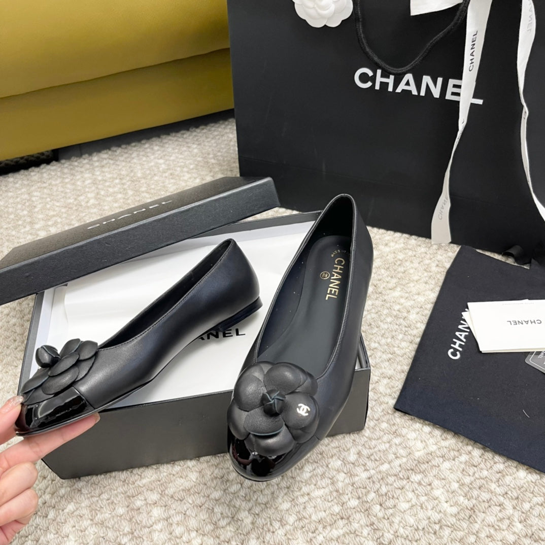 ballet flat flower black calfskin - Product Image 4