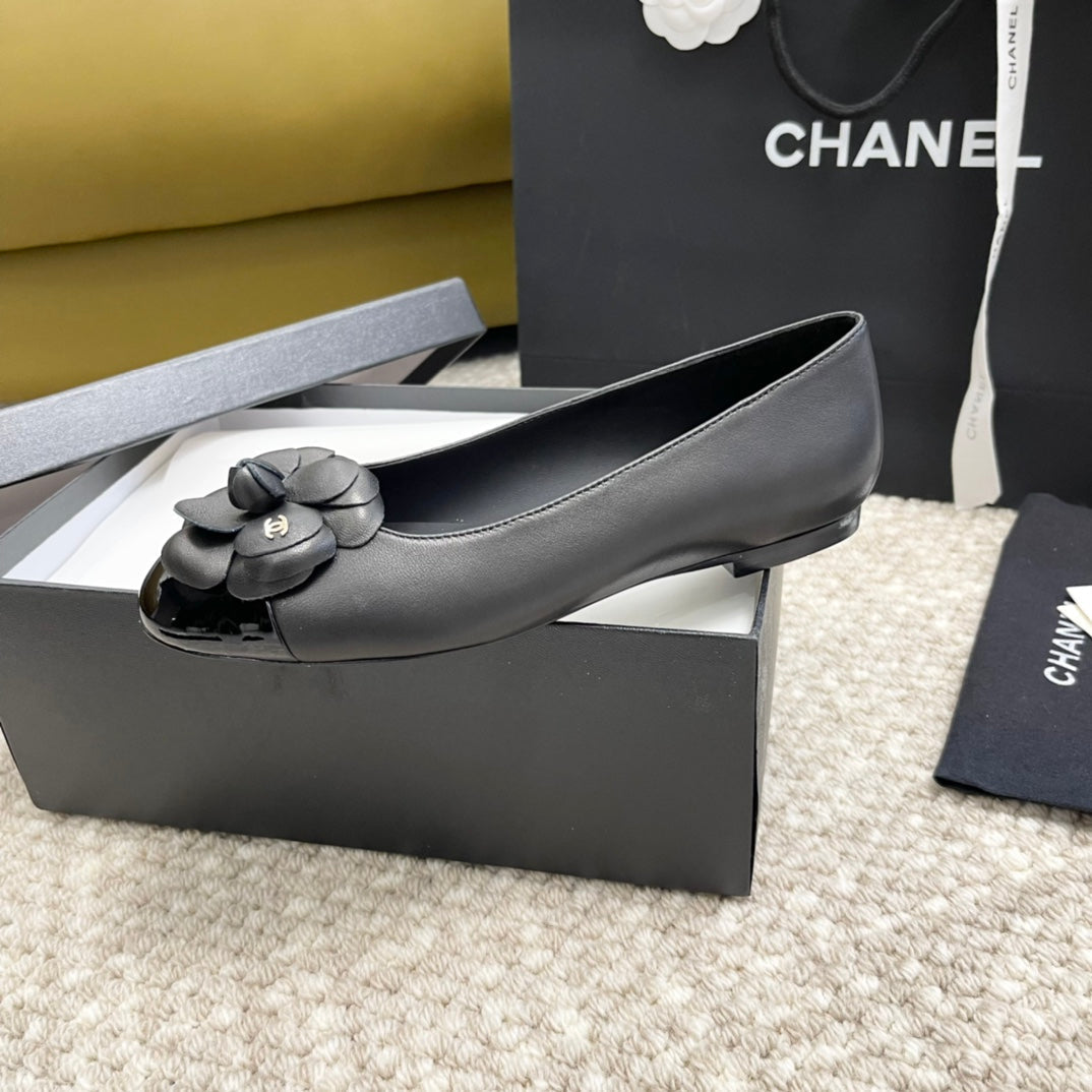 ballet flat flower black calfskin - Product Image 5