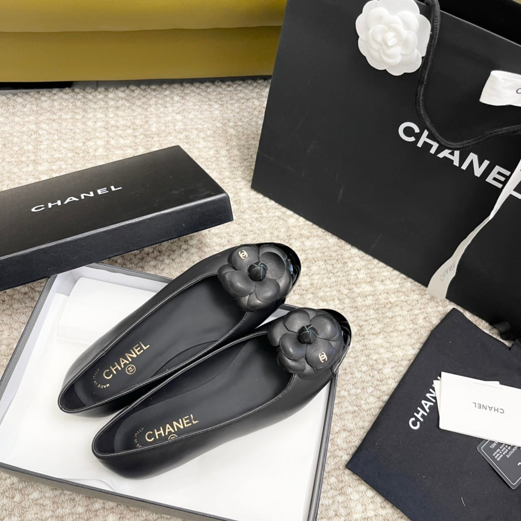 ballet flat flower black calfskin - Product Image 7