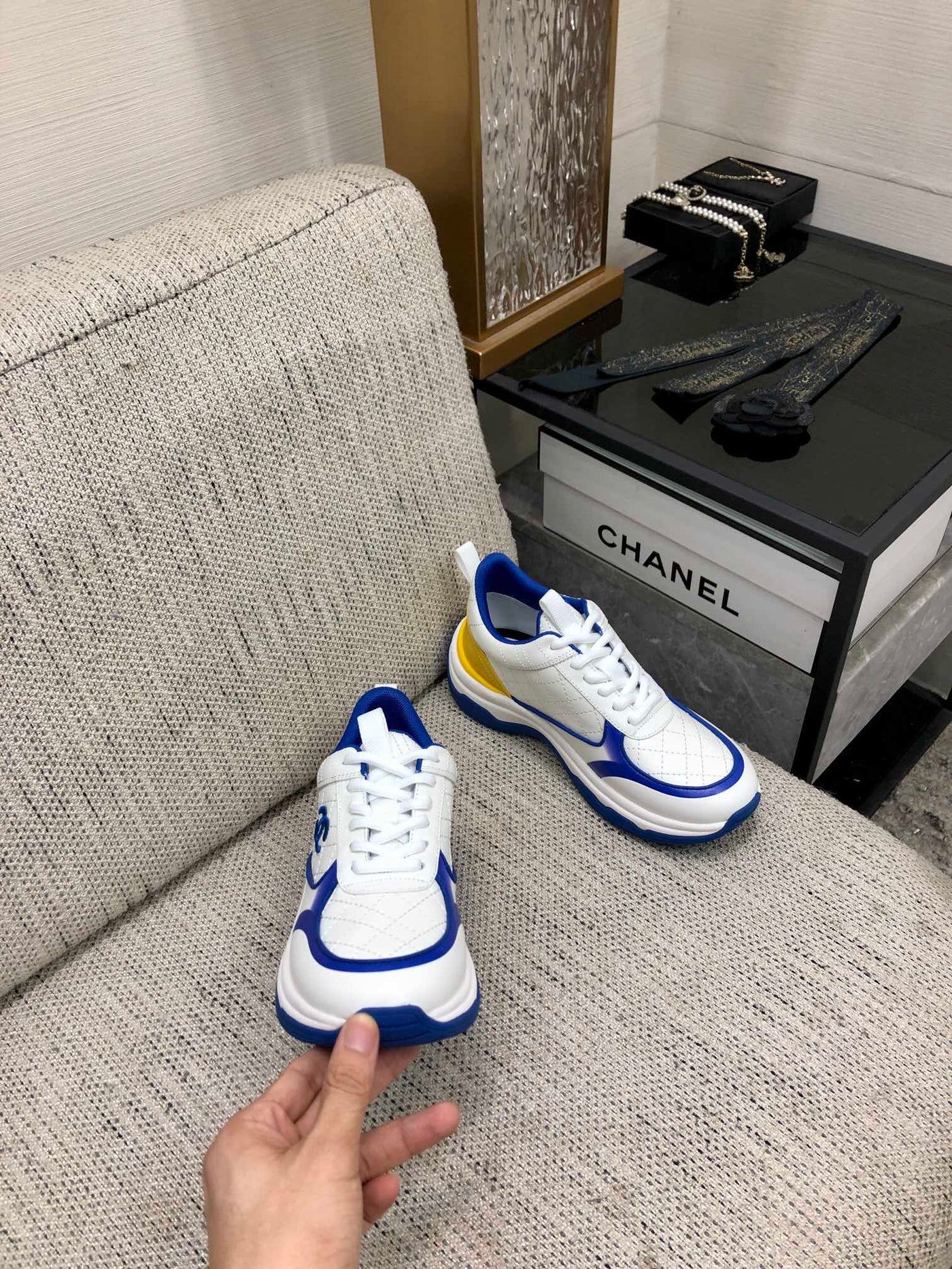 CC Sneaker Blue Yellow Nappa Leather - Product Image 3