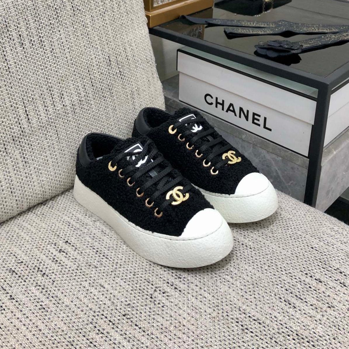 CC Low Sneaker Black Wool | Studio Nafay