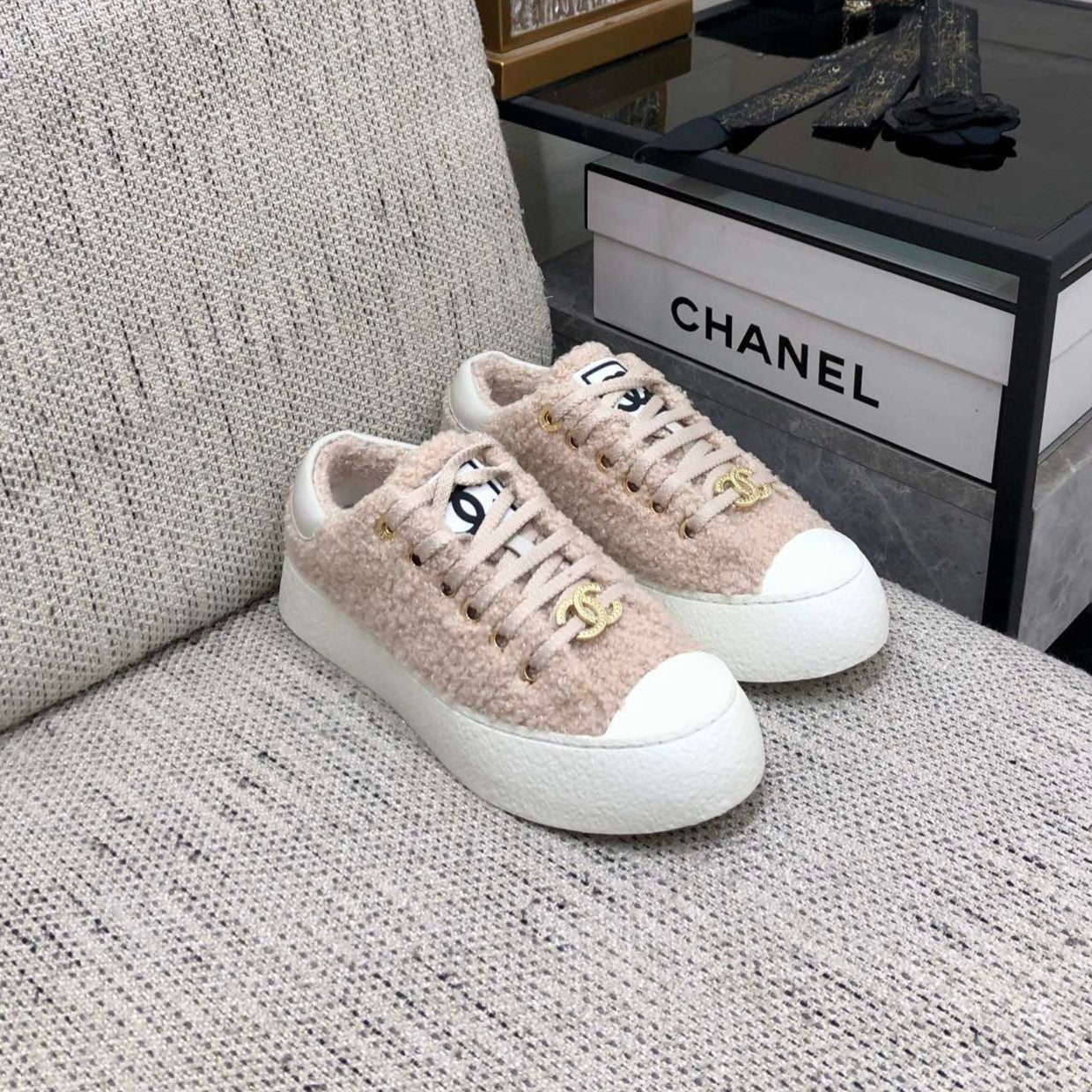 CC Low Sneaker Beige Wool | Studio Nafay