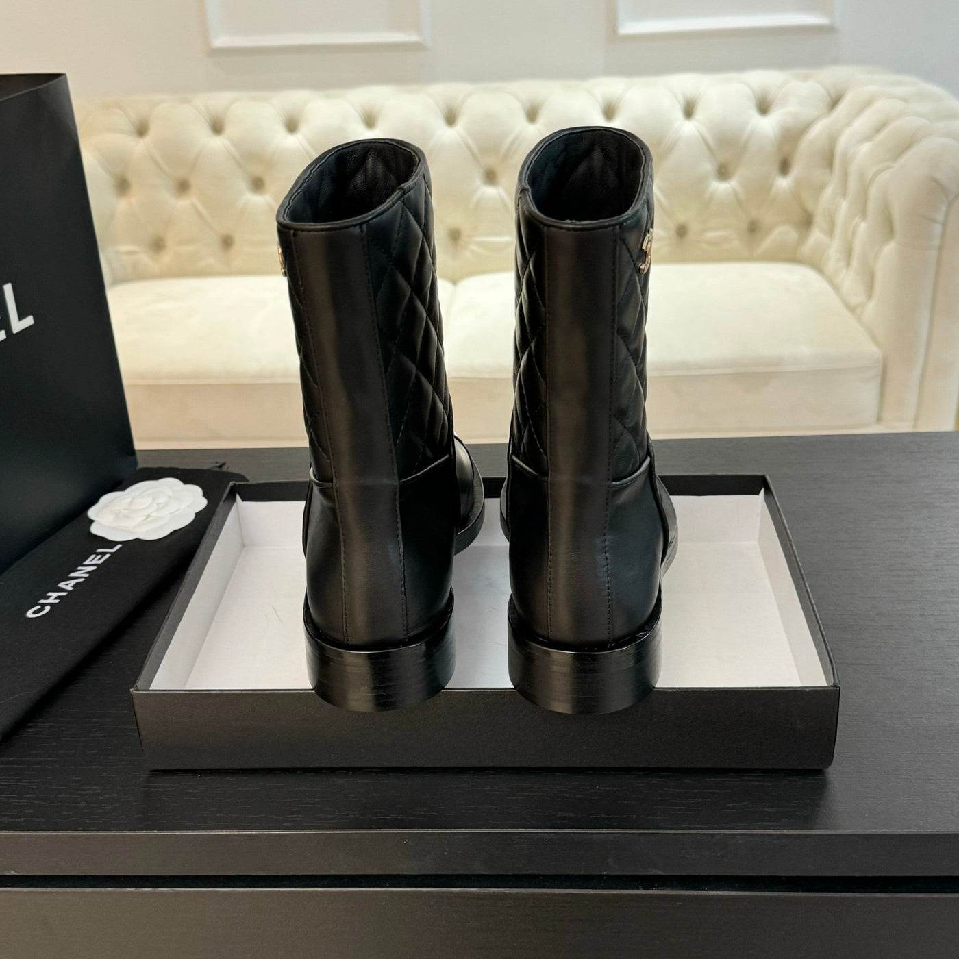 CC Ankle Boots 30mm Black Calfskin Quilted - Product Image 2