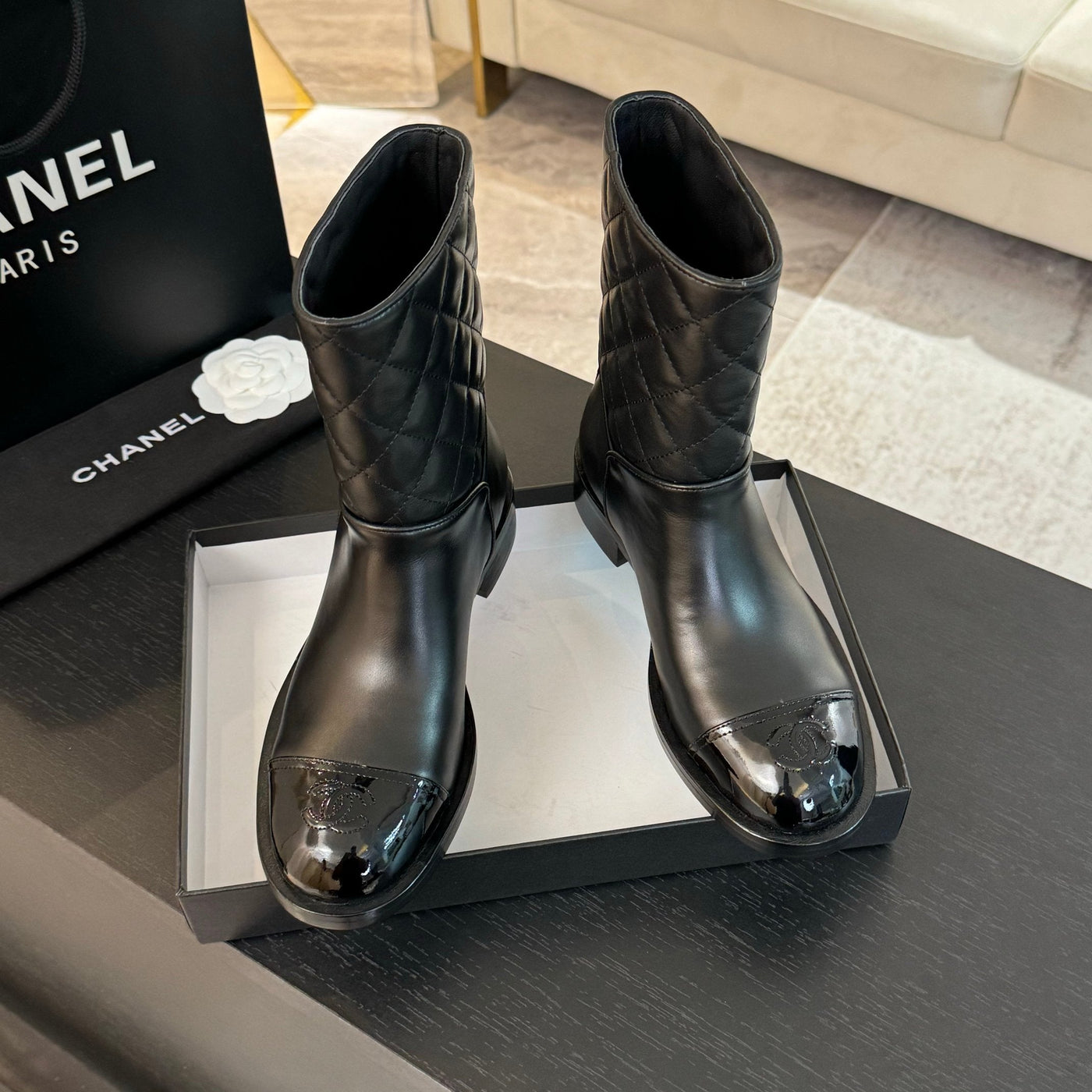 CC Ankle Boots 30mm Black Calfskin Quilted - Product Image 8