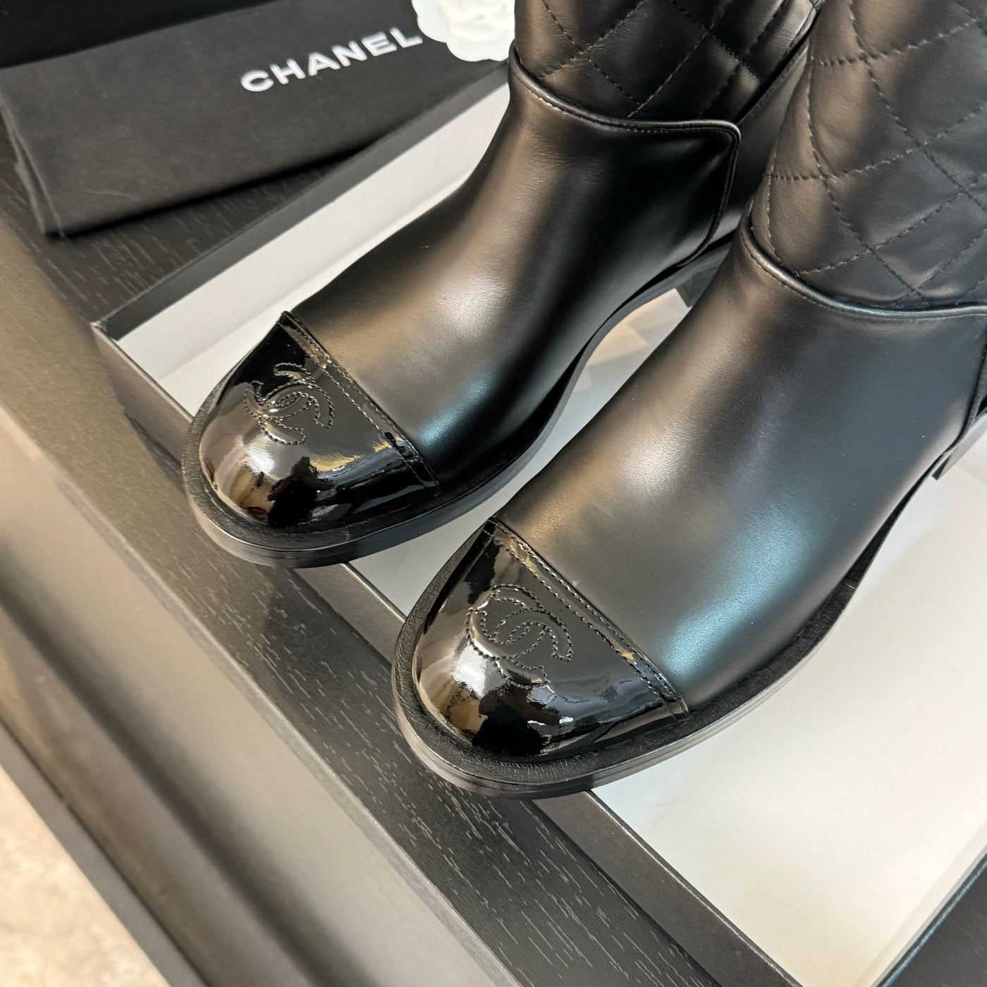 CC Ankle Boots 30mm Black Calfskin Quilted - Product Image 9