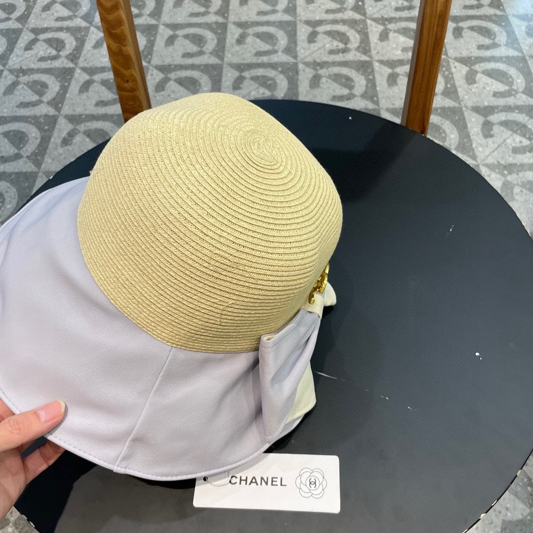 BOW BUCKET HAT IN PALE PURPLE MIX BEIGE RAFFIA 426169 - Product Image 4