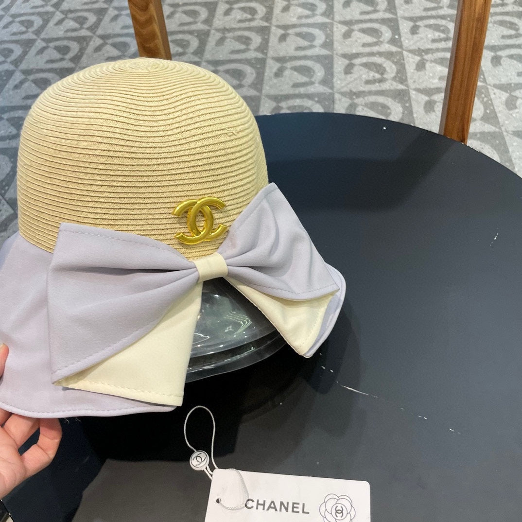 BOW BUCKET HAT IN PALE PURPLE MIX BEIGE RAFFIA 426169 - Product Image 6
