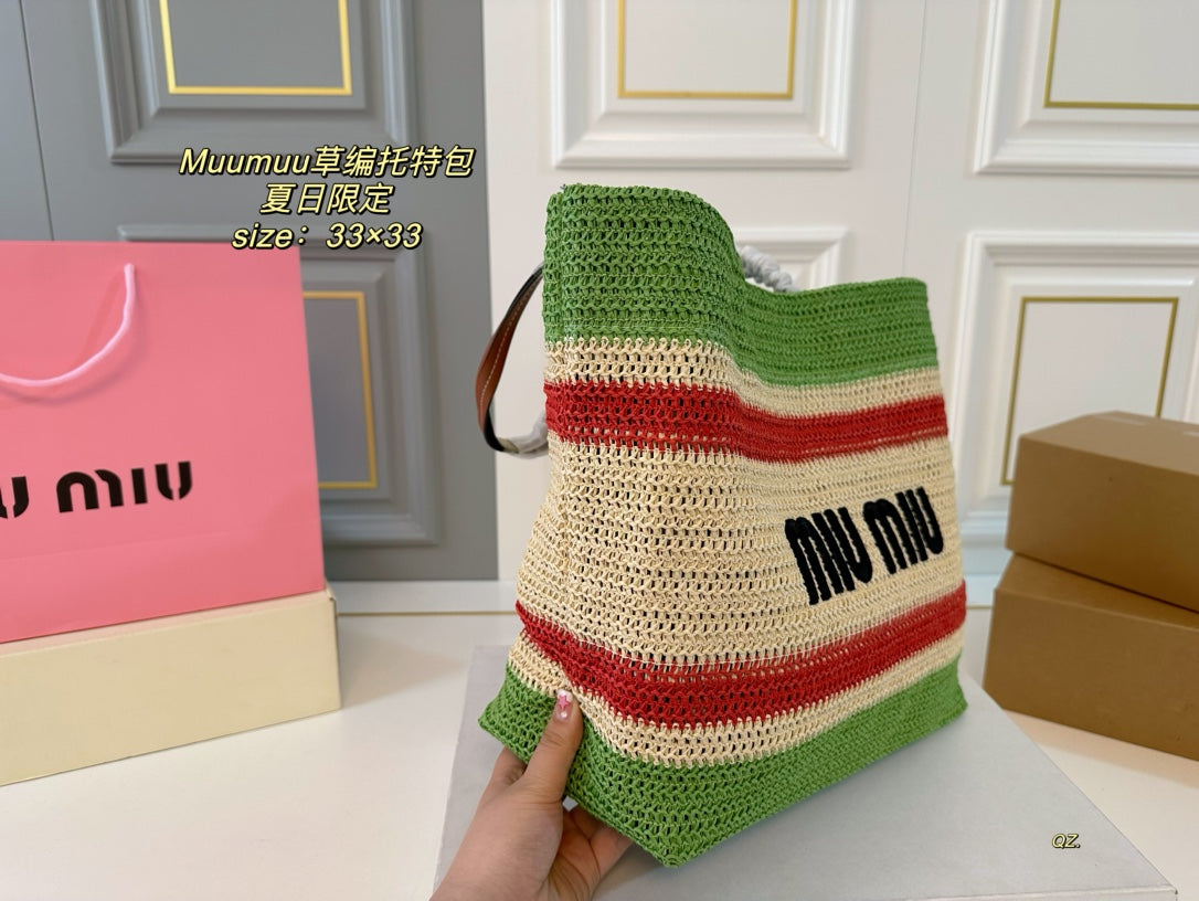 TOTE 33 BAG IN MULTICOLOR WOVEN STRAW - Product Image 7