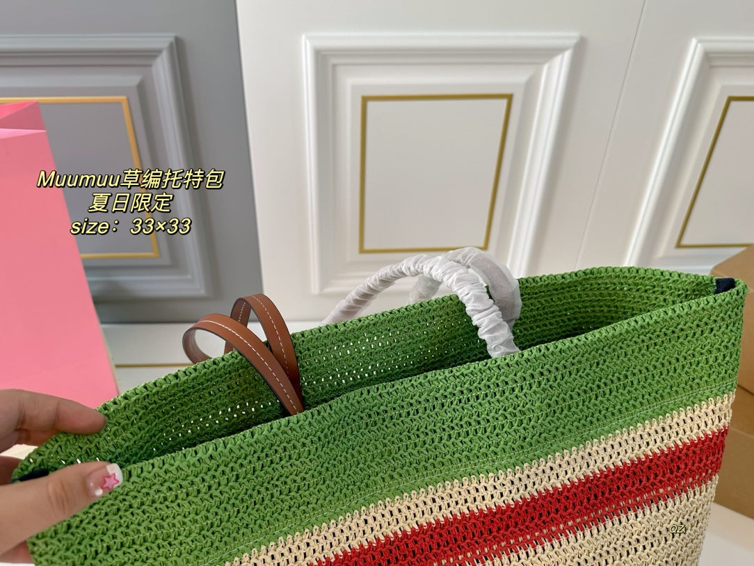 TOTE 33 BAG IN MULTICOLOR WOVEN STRAW - Product Image 4