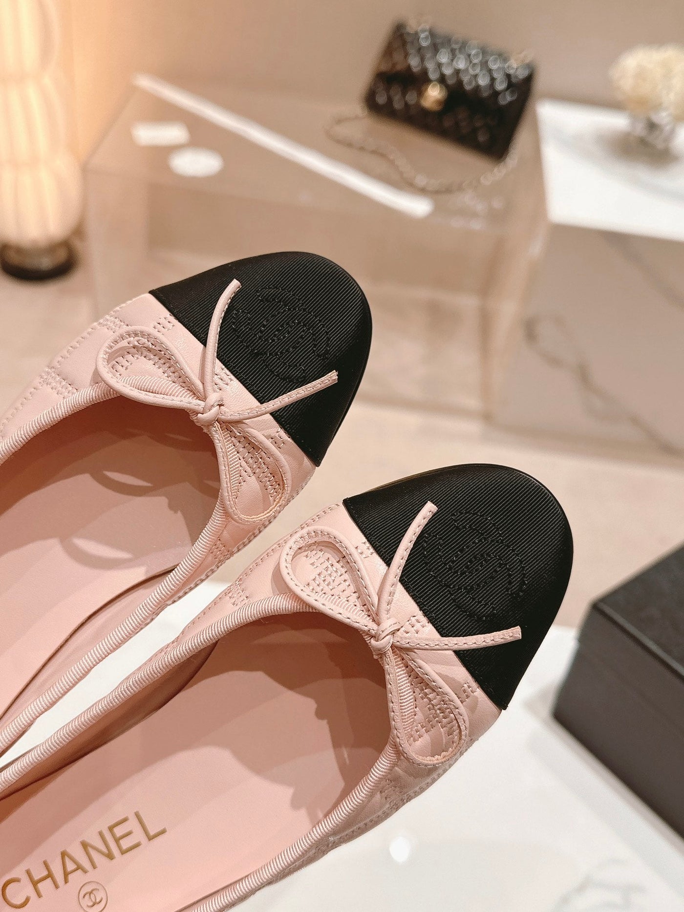 ballet flats pink lambskin embroidery grosgrain - Product Image 2