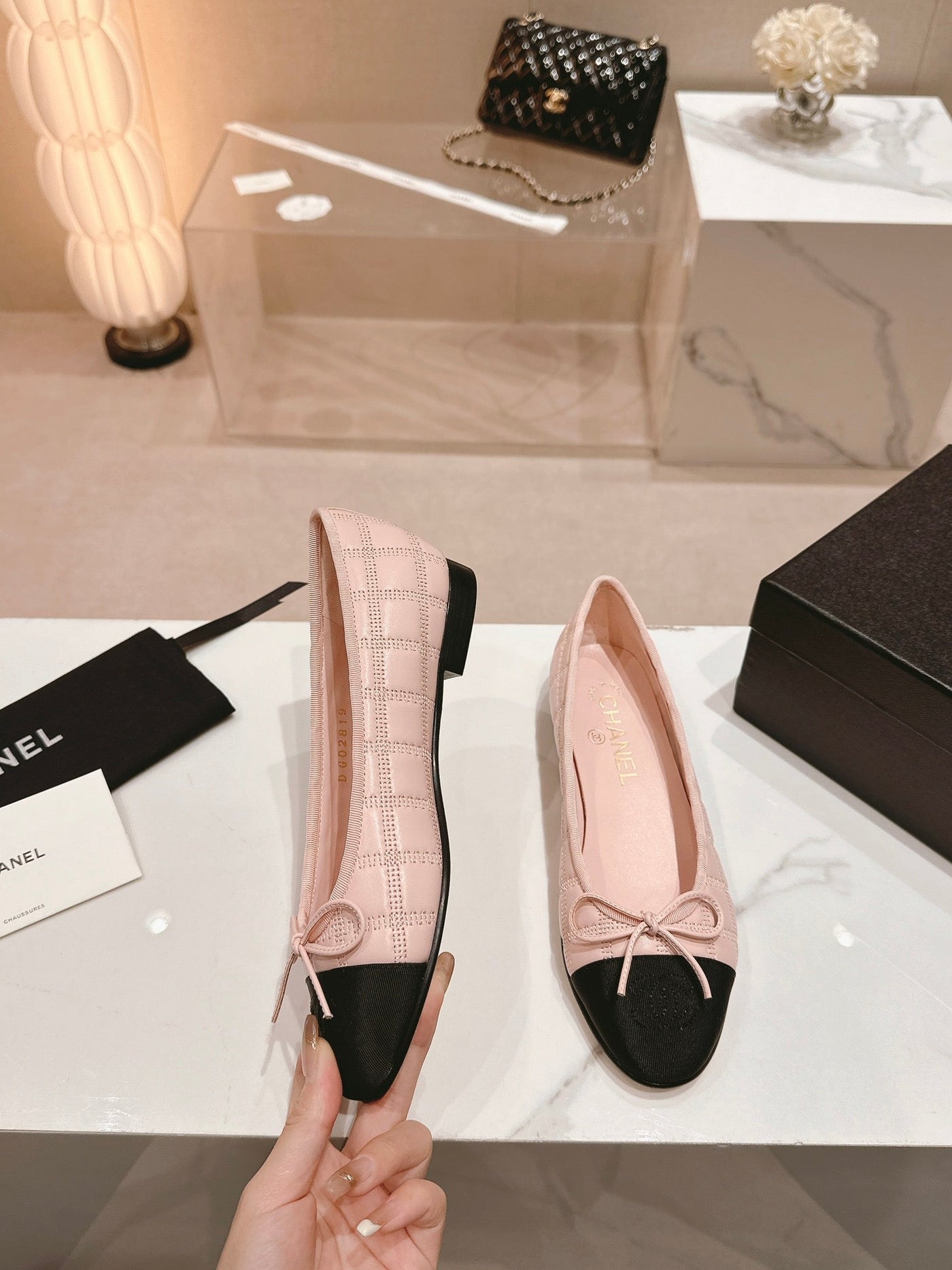 ballet flats pink lambskin embroidery grosgrain - Product Image 3