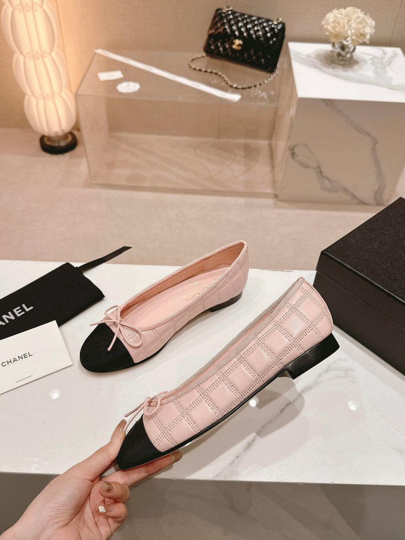 ballet flats pink lambskin embroidery grosgrain - Product Image 9