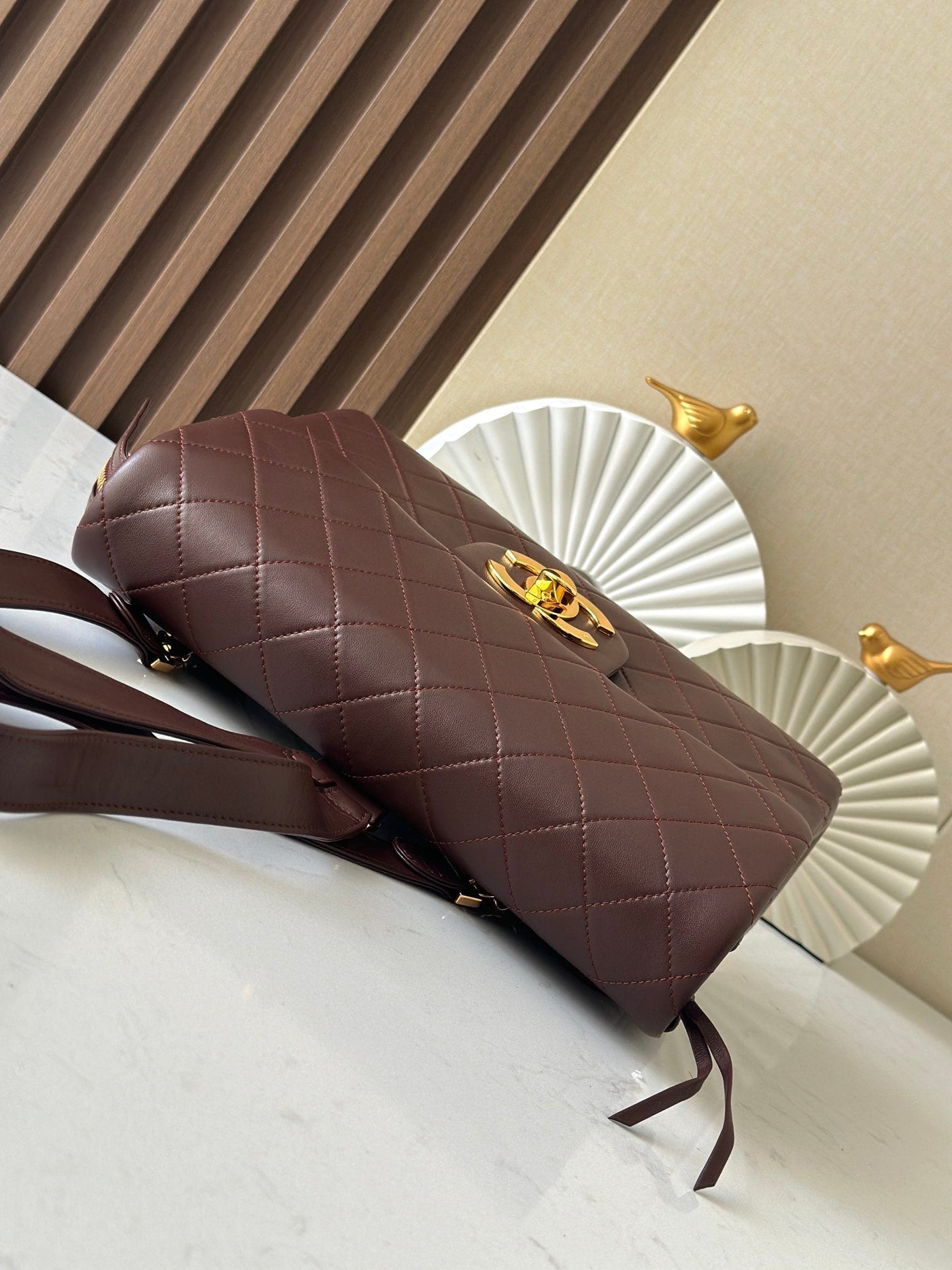 CC Backpack 30cm Brown Gold Backpack Sheepskin 298104 - Product Image 3