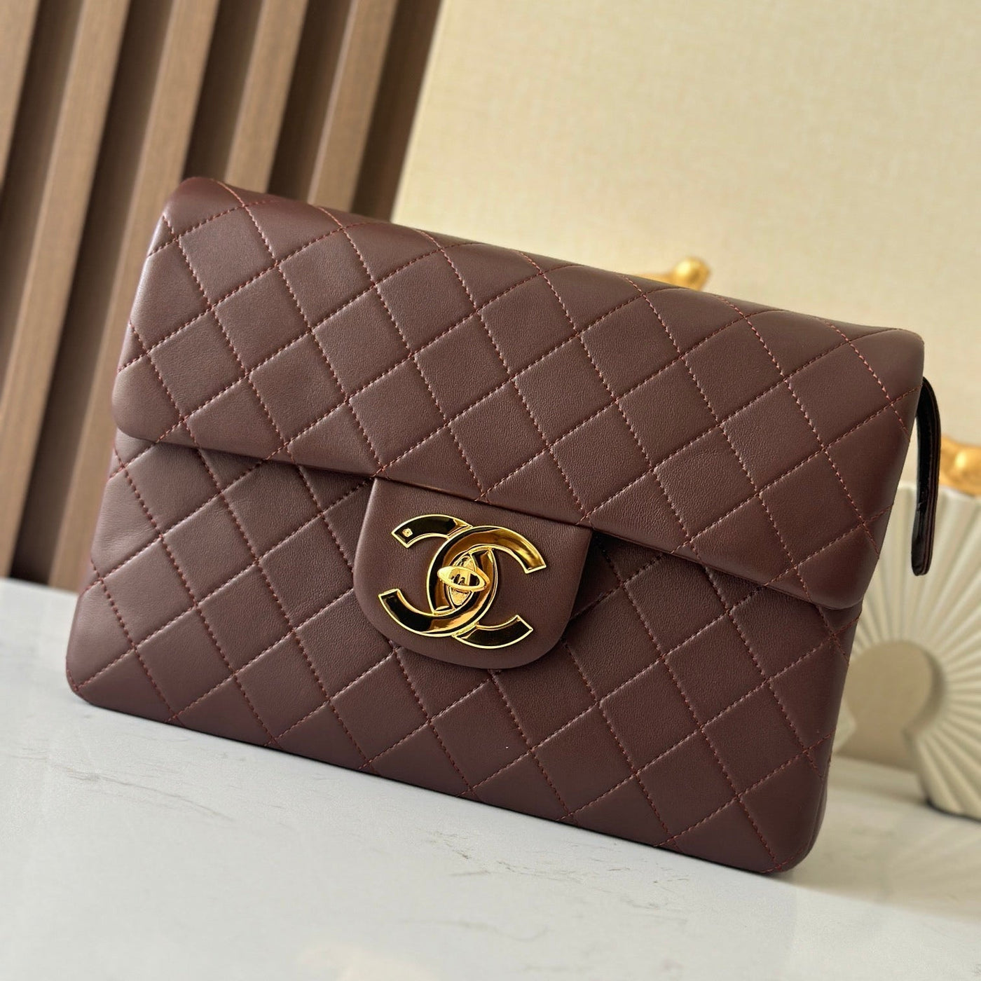 CC Backpack 30cm Brown Gold Backpack Sheepskin 298104 | Studio Nafay