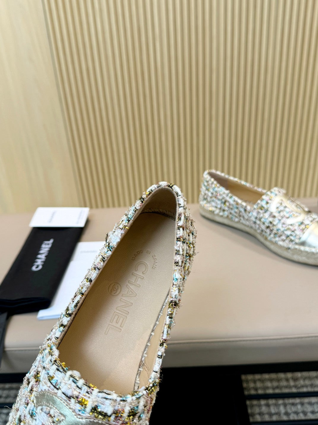 cc espadrilles multicolor tweed gold metalic calfskin - Product Image 3