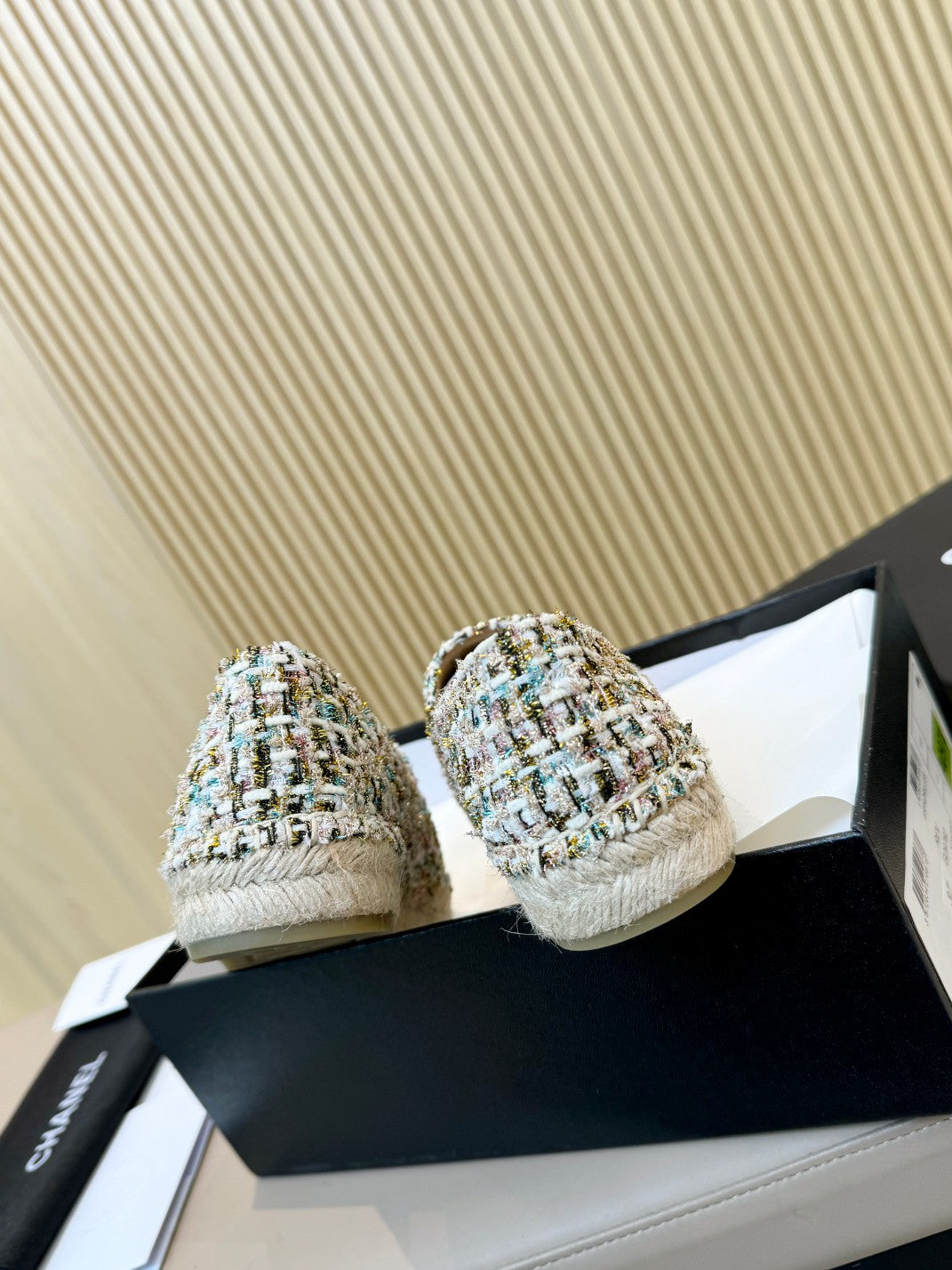cc espadrilles multicolor tweed gold metalic calfskin - Product Image 9