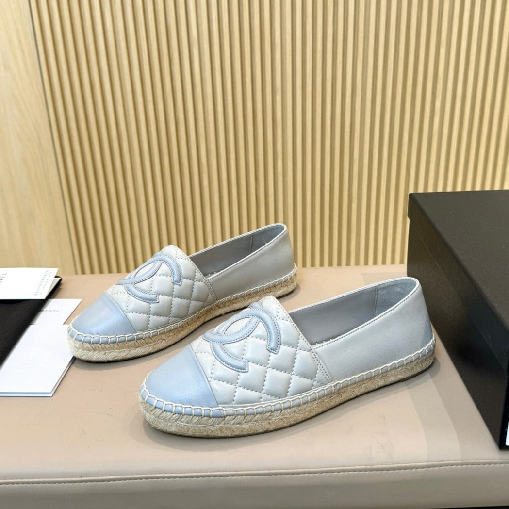 cc espadrilles grey cloud blue quilted caflskin | Studio Nafay