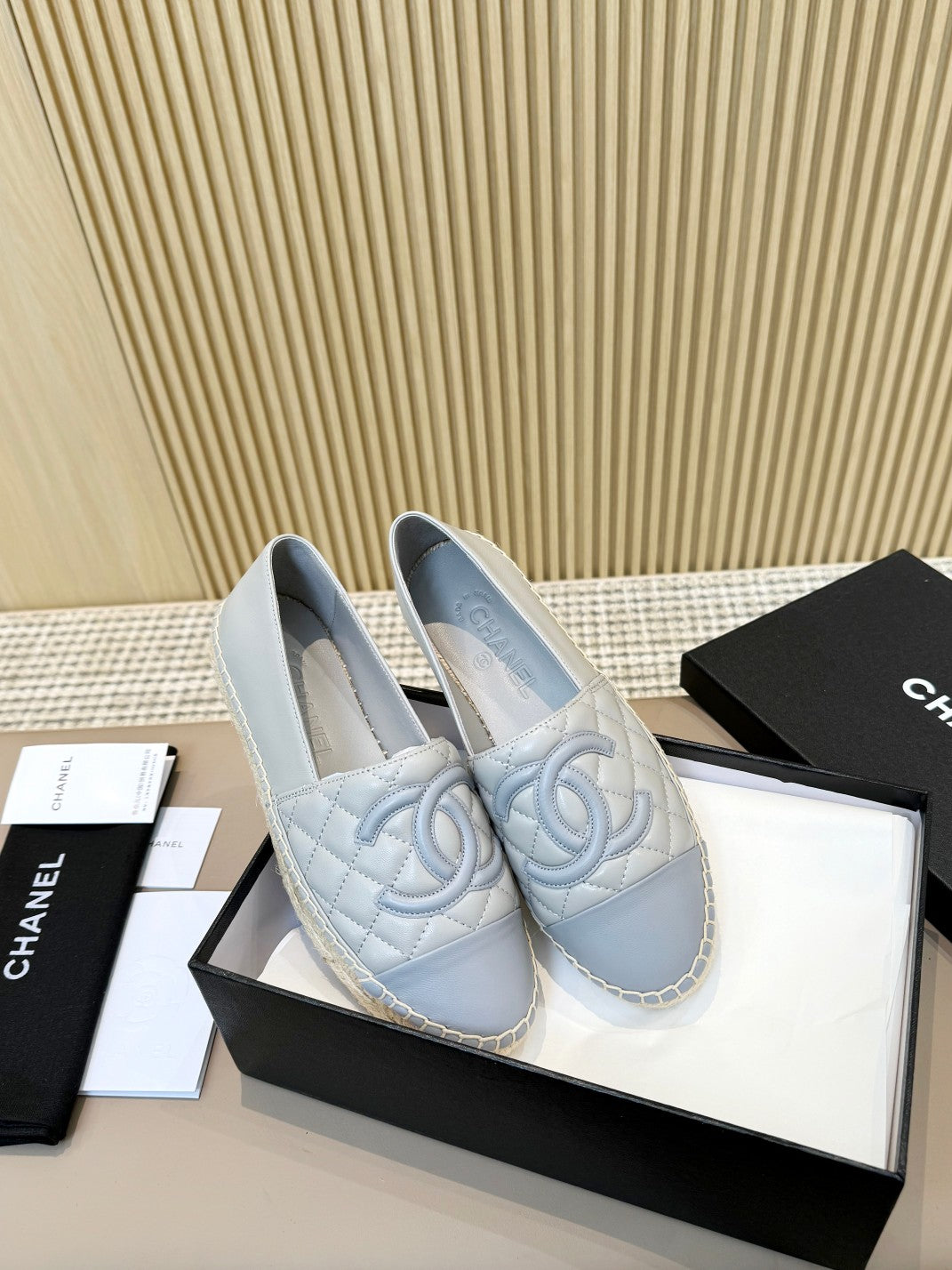 cc espadrilles grey cloud blue quilted caflskin - Product Image 2