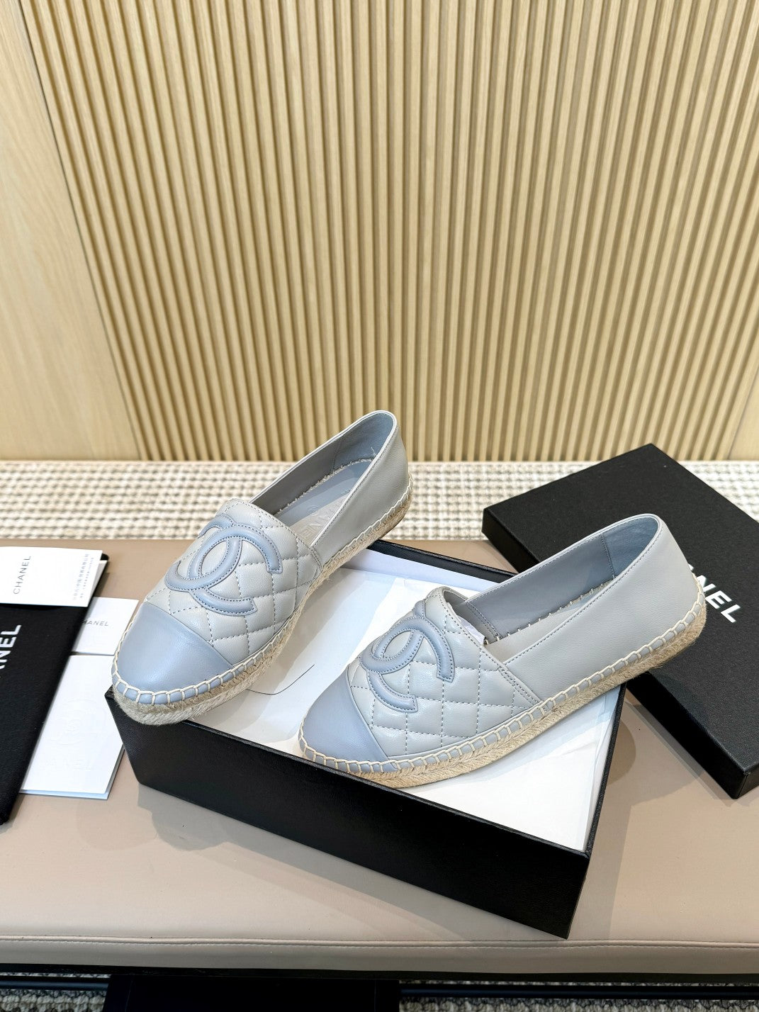 cc espadrilles grey cloud blue quilted caflskin - Product Image 5