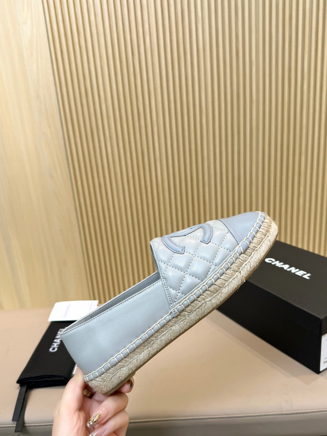 cc espadrilles grey cloud blue quilted caflskin - Product Image 8