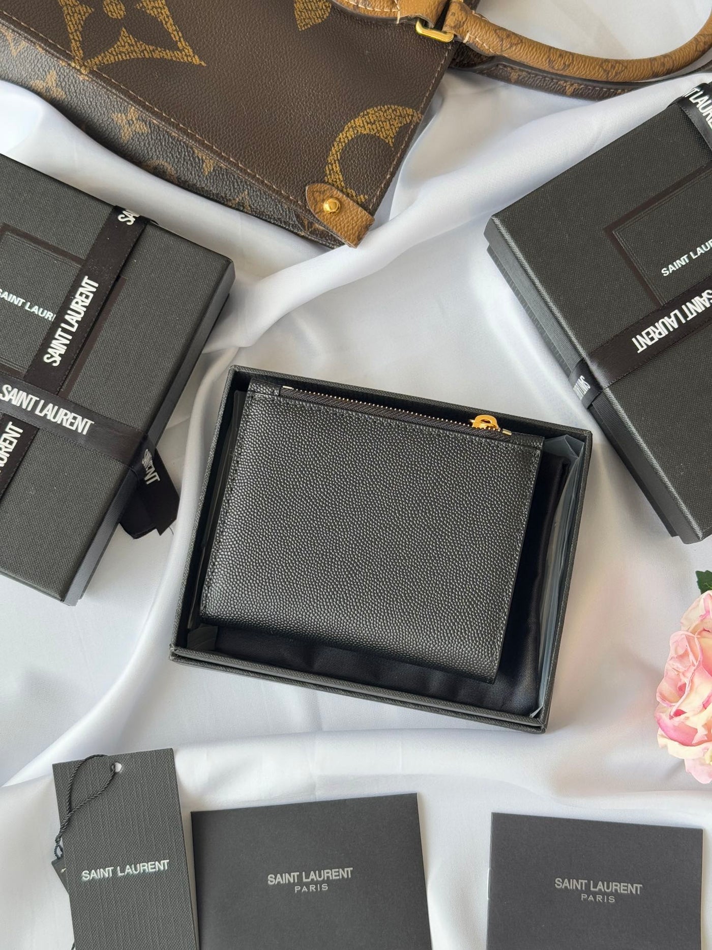 YSL Tri-fold Wallet Black Gold Cowhide 242754 - Product Image 3