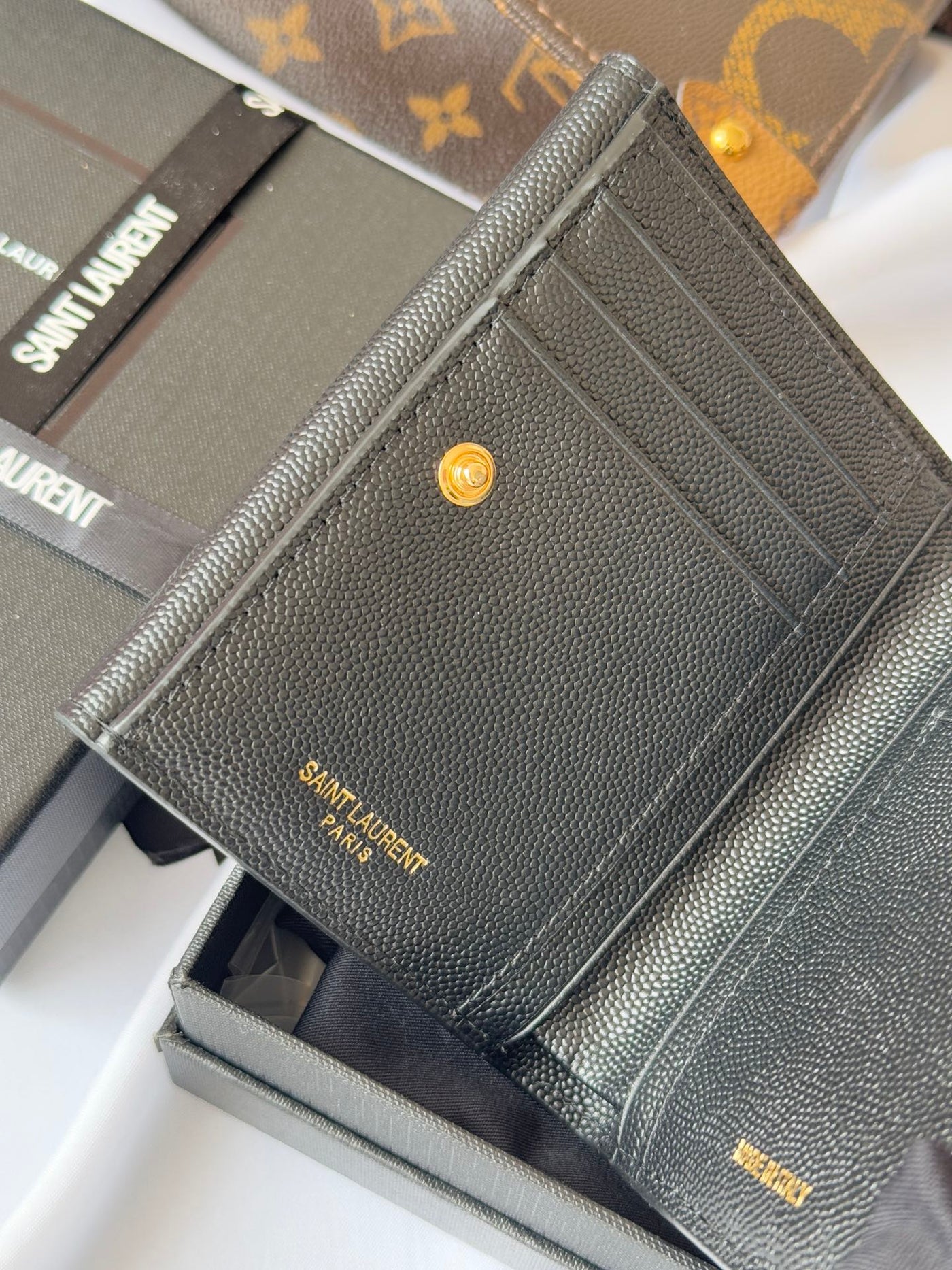 YSL Tri-fold Wallet Black Gold Cowhide 242754 - Product Image 7
