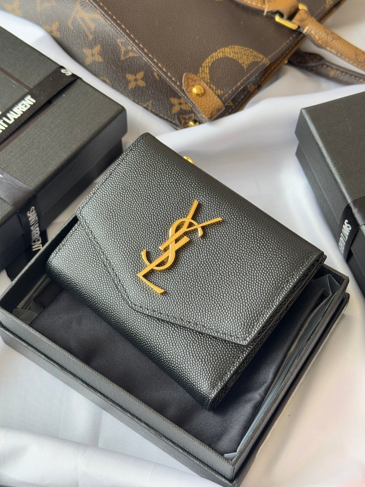 YSL Tri-fold Wallet Black Gold Cowhide 242754 - Product Image 9
