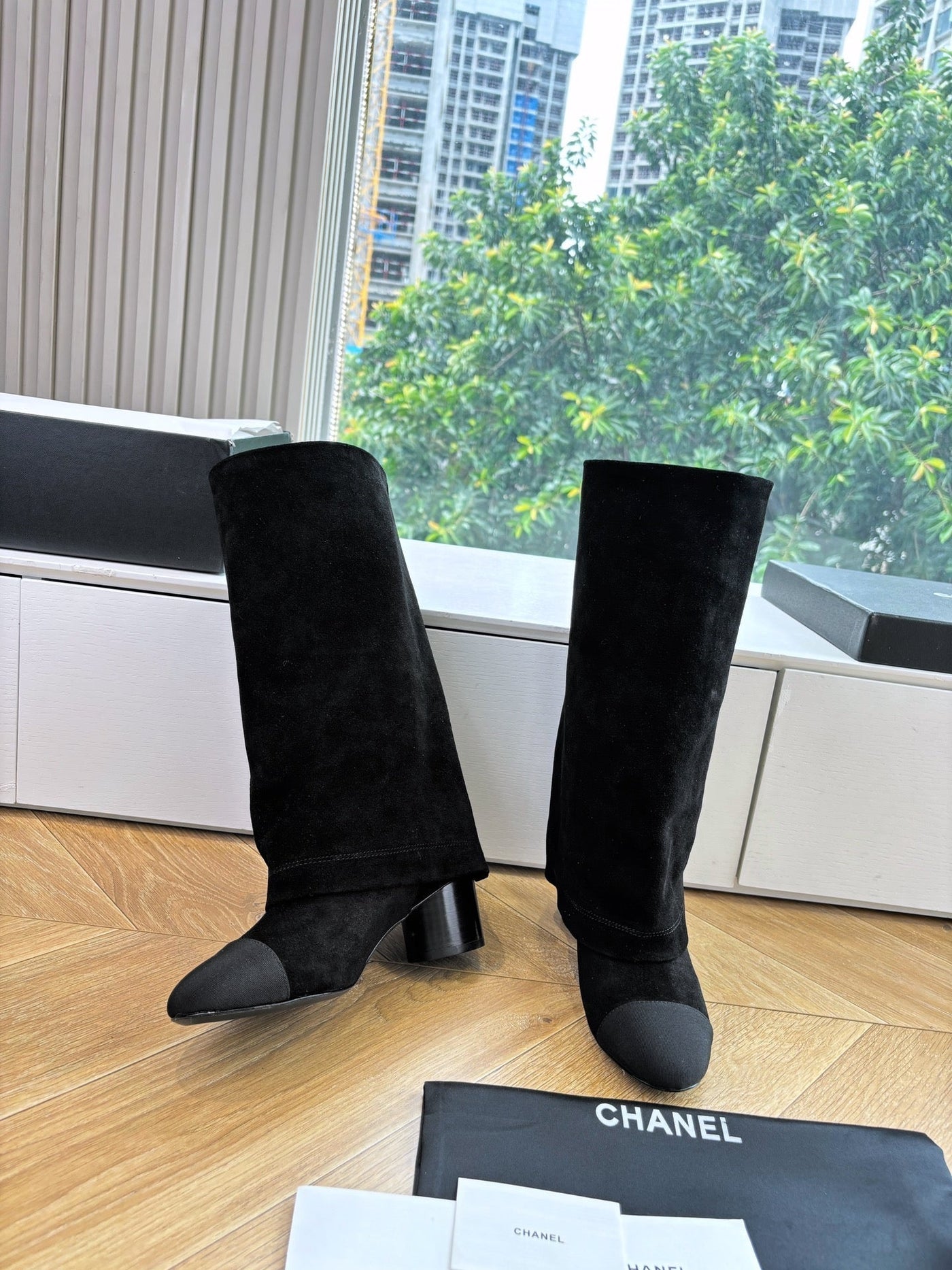 CC 25 High Boot Black Suede Grosgrain 430341 - Product Image 6