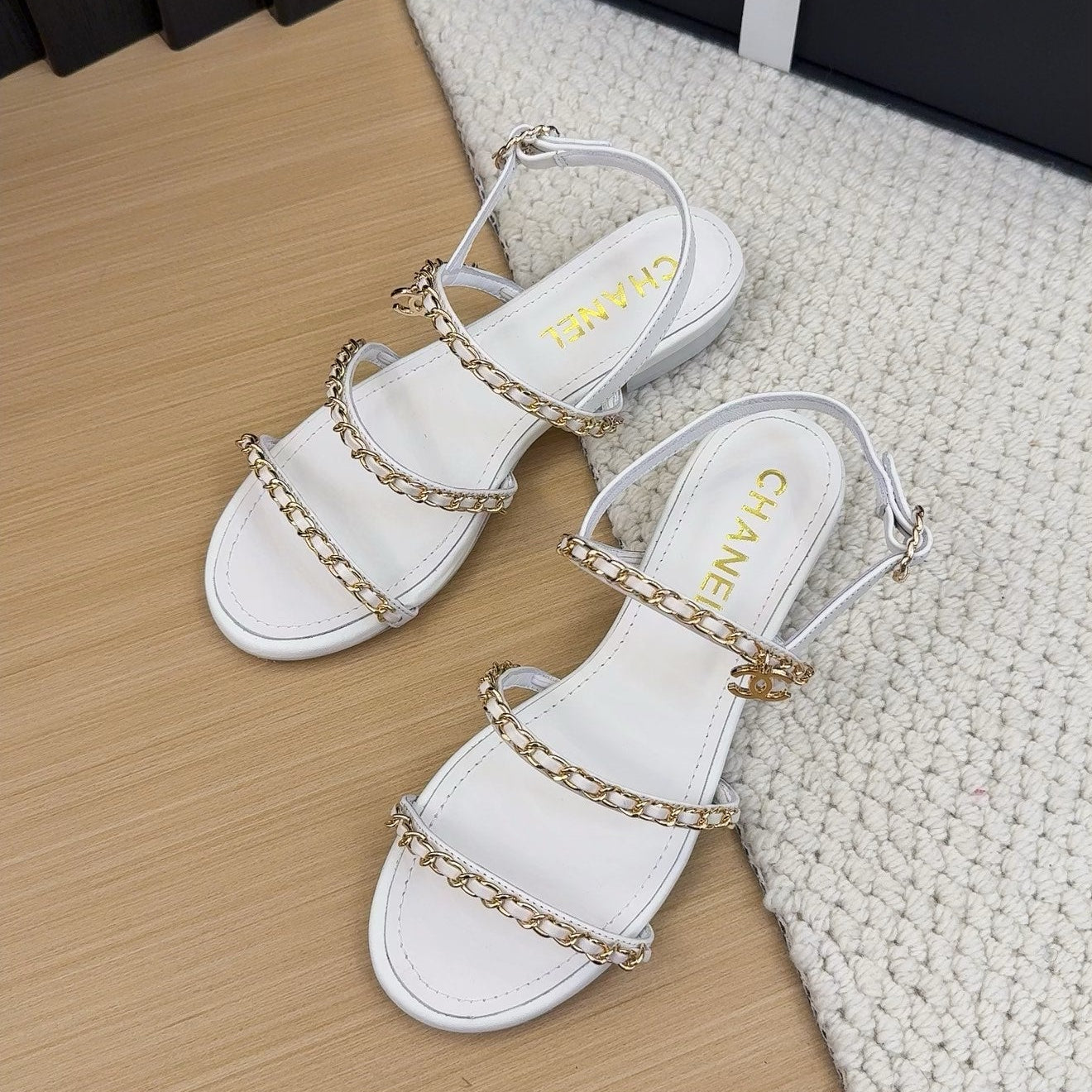 CC 25S Sandal Three Leather Strap White Calfskin | Studio Nafay