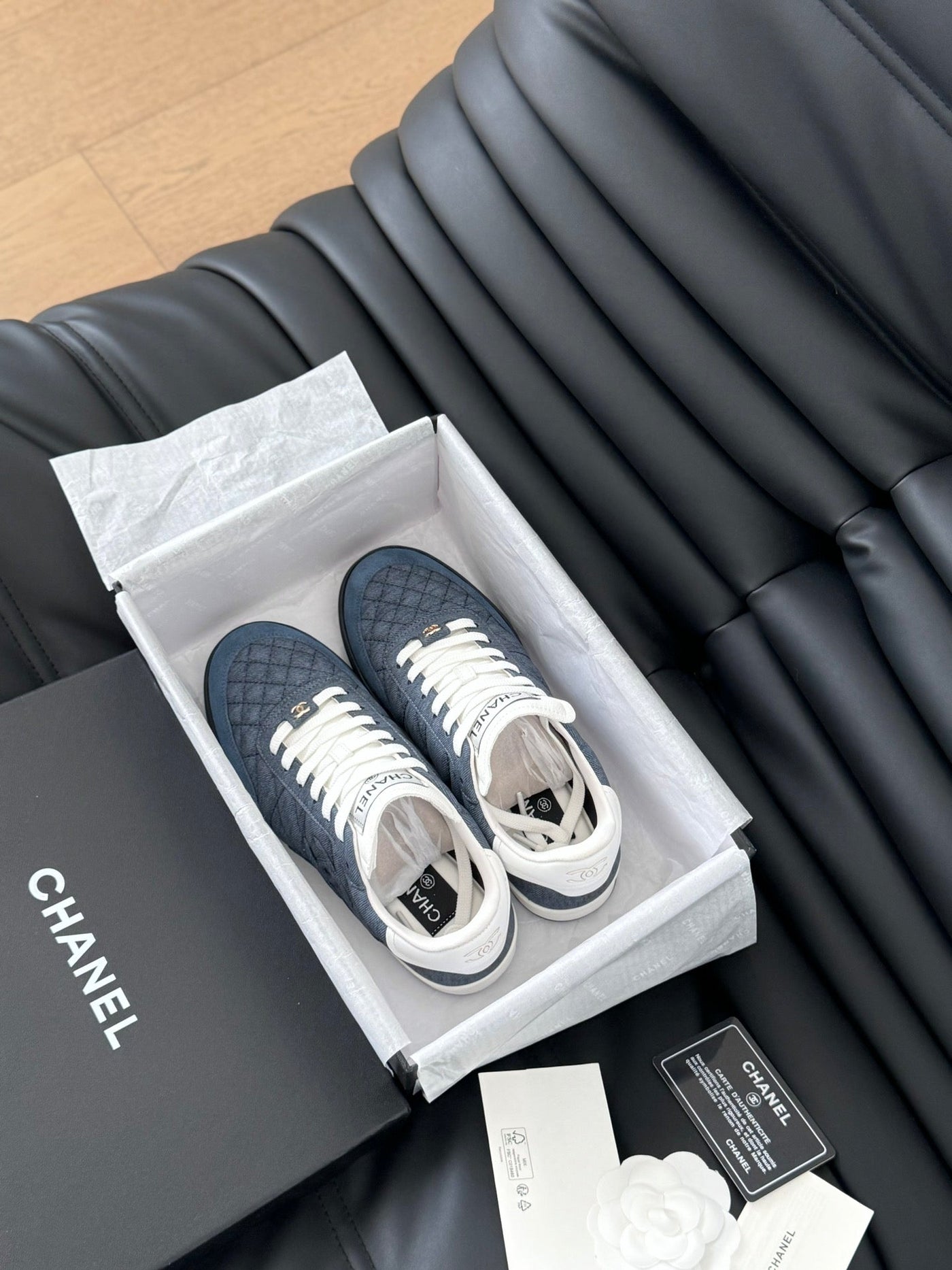 CC SNEAKER IN AEGEAN BLUE MIX WHITE EMBROIDERED LAMBSKIN - Product Image 4