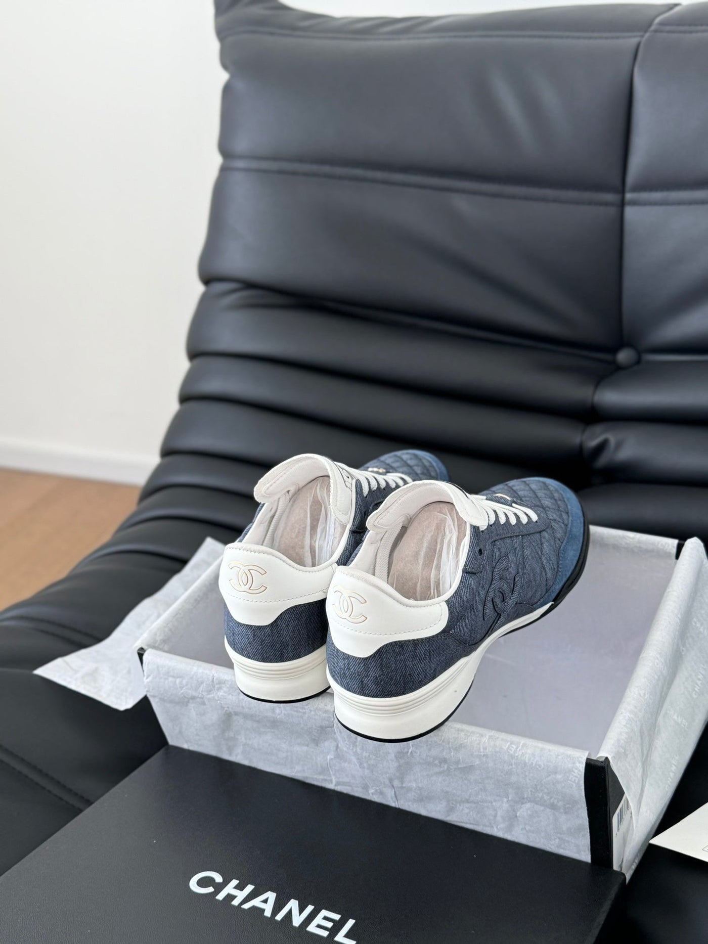 CC SNEAKER IN AEGEAN BLUE MIX WHITE EMBROIDERED LAMBSKIN - Product Image 7