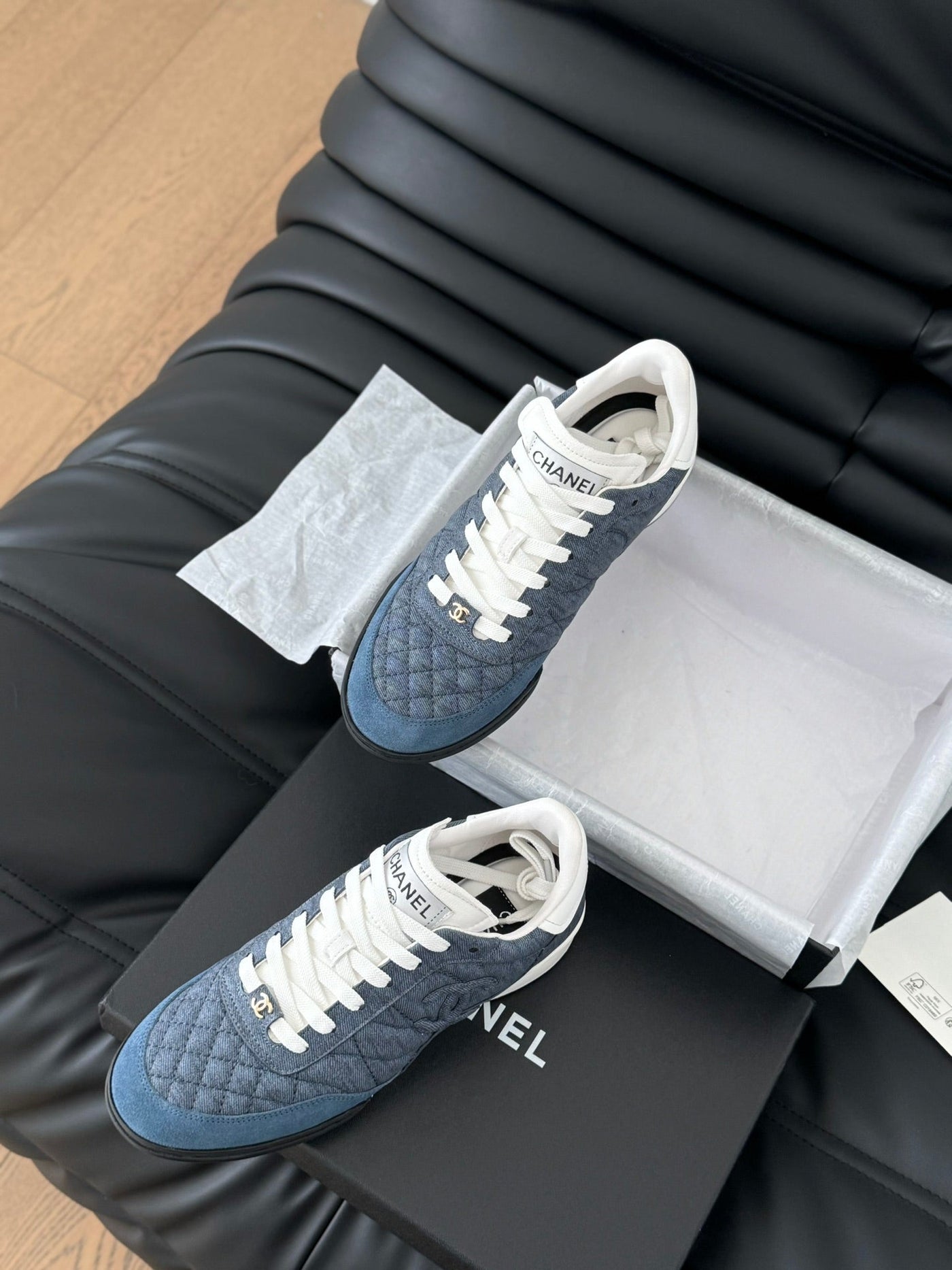 CC SNEAKER IN AEGEAN BLUE MIX WHITE EMBROIDERED LAMBSKIN - Product Image 8