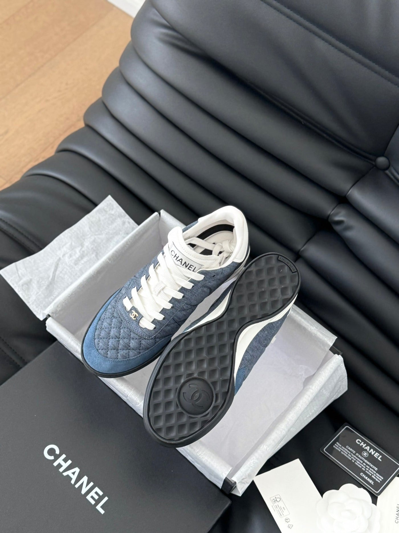 CC SNEAKER IN AEGEAN BLUE MIX WHITE EMBROIDERED LAMBSKIN - Product Image 9