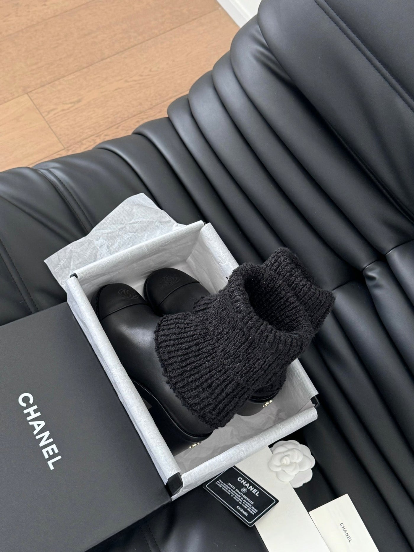 CC 25 new sock boots black knit wool sheepskin 458774 - Product Image 6