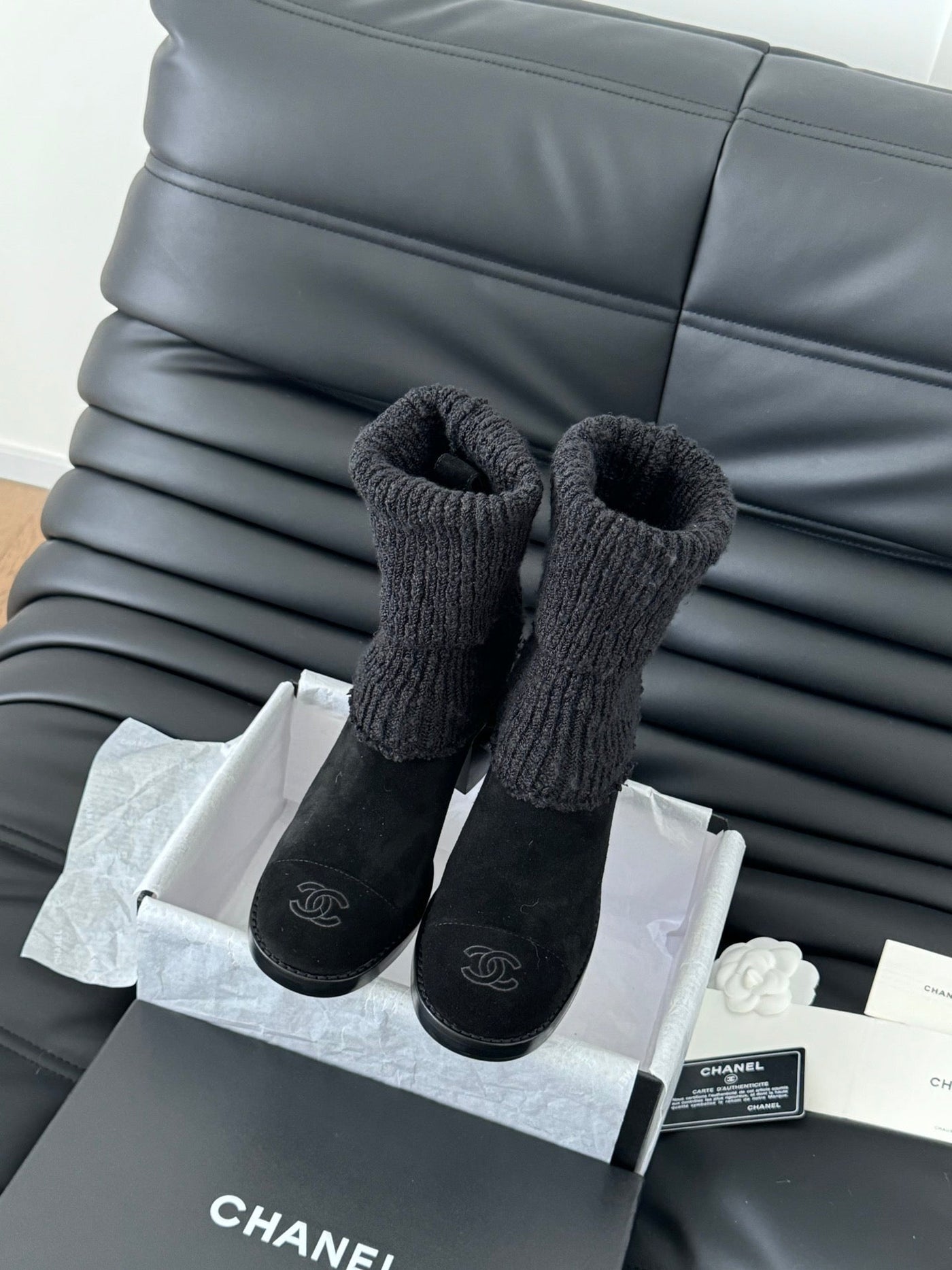 CC 25 new sock boots black knit wool suede 458775 - Product Image 2