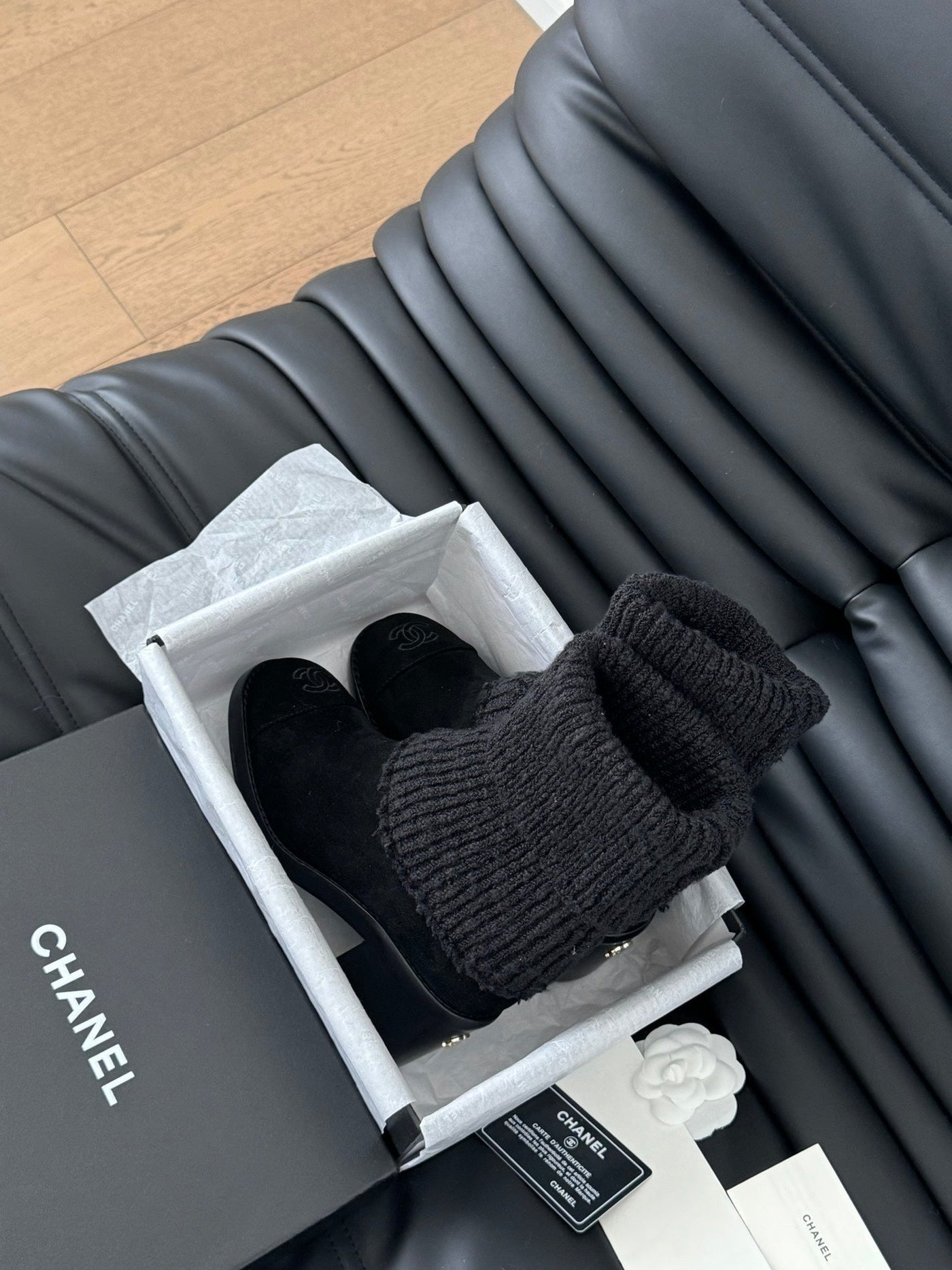 CC 25 new sock boots black knit wool suede 458775 - Product Image 4