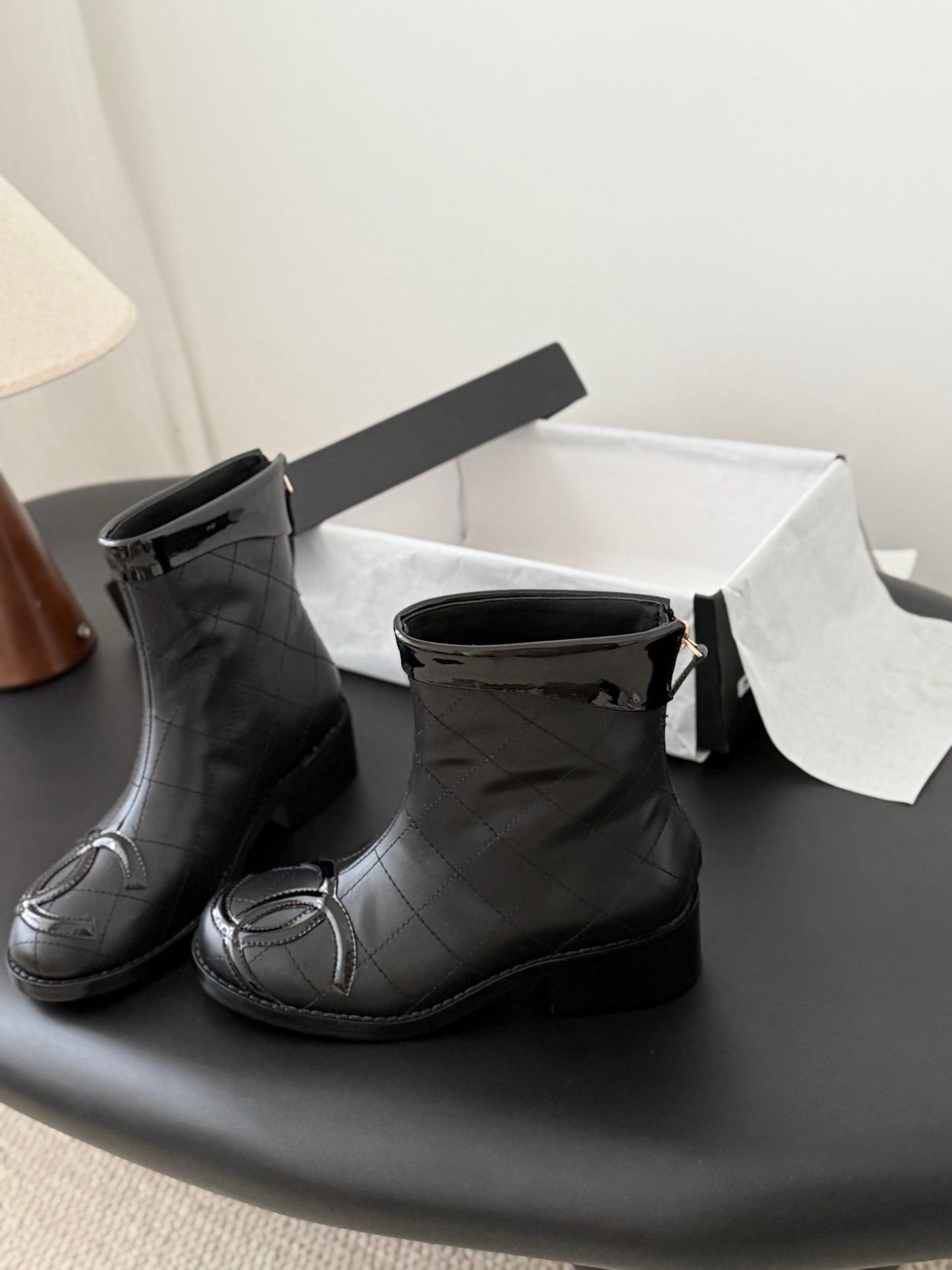 CC Cambon Mid-Calf Short Boots Black Cowhide 550635 - Product Image 9