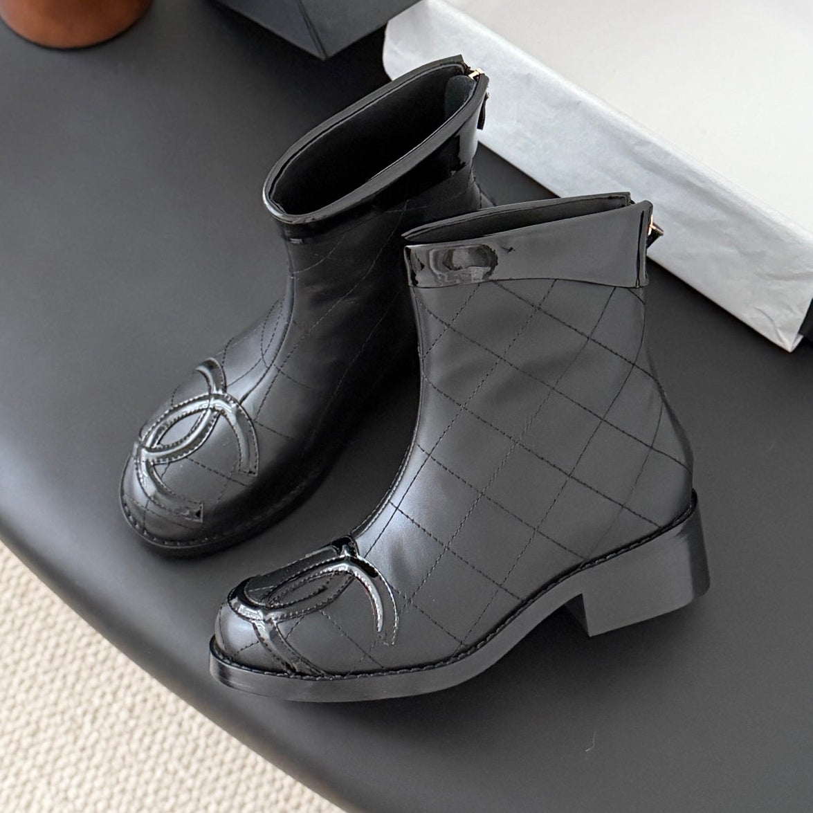 CC Cambon Mid-Calf Short Boots Black Cowhide 550635 | Studio Nafay