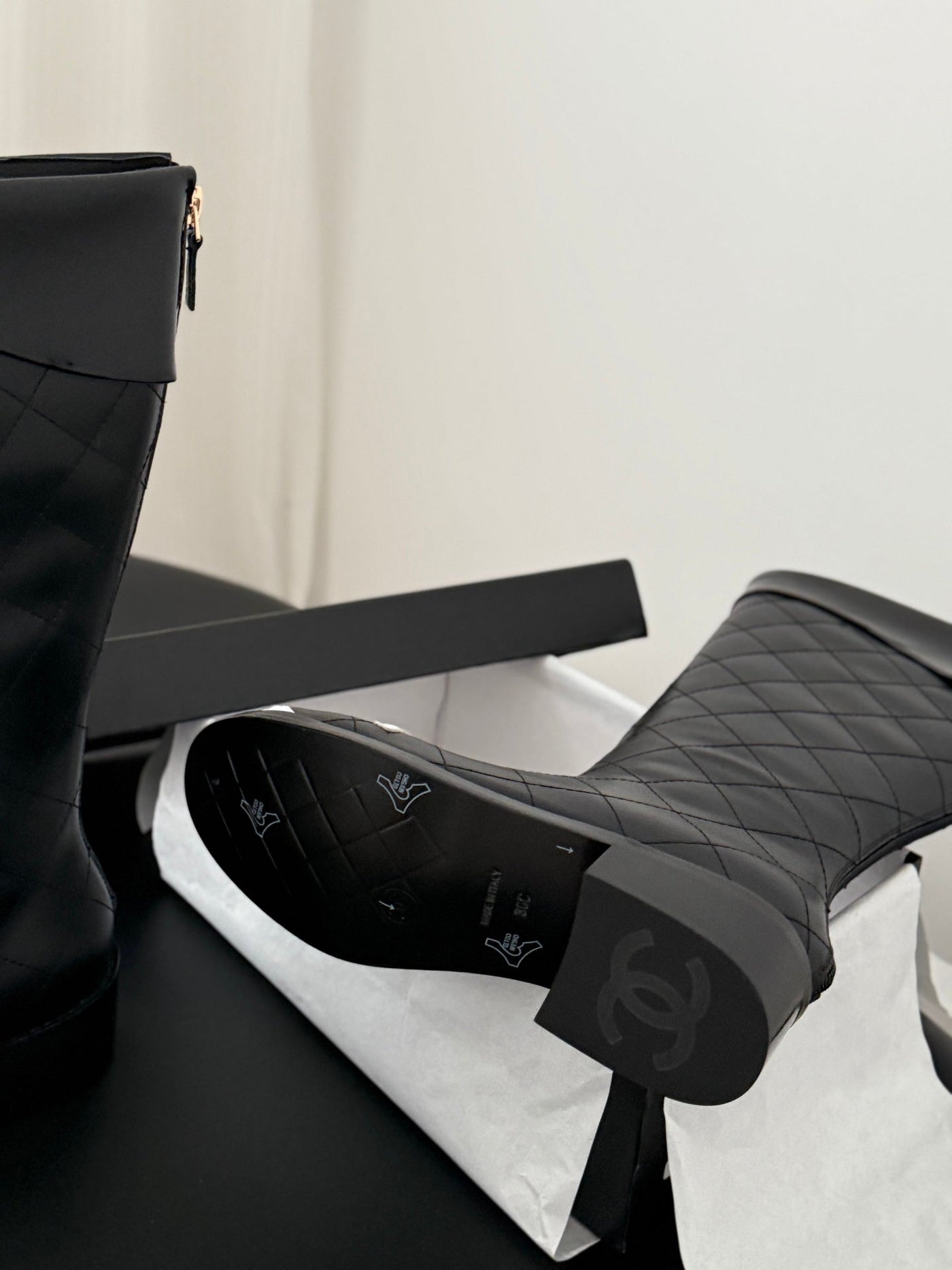 CC Cambon Mid-Calf Boots Black White Cowhide 550637 - Product Image 8