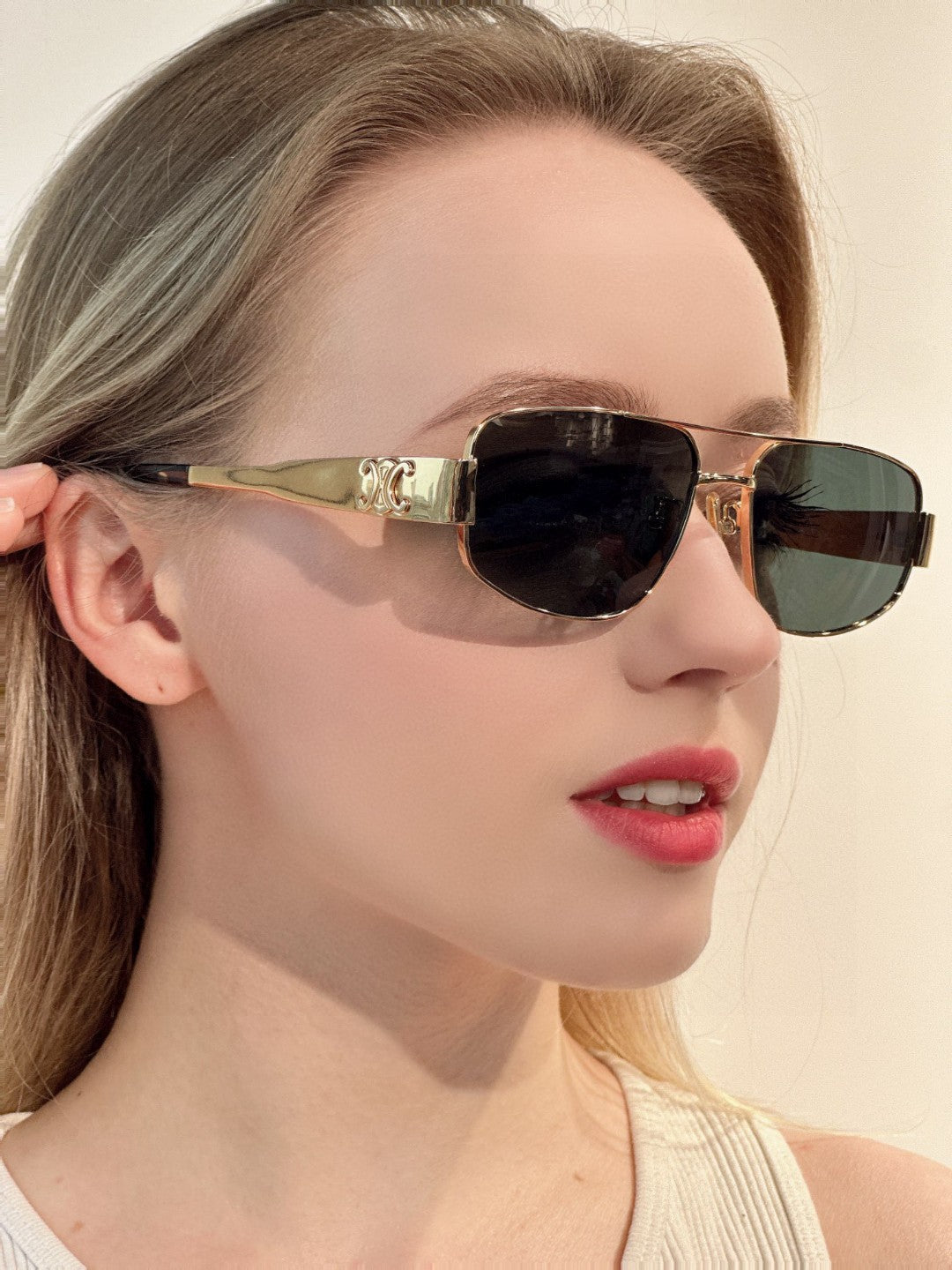 TRIOMPHE SUNGLASS 512997 IN GOLD METAL BLUE LENSES - Product Image 9