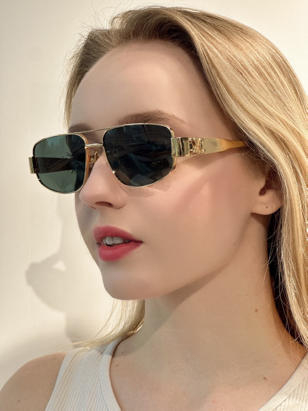 TRIOMPHE SUNGLASS 512997 IN GOLD METAL BLUE LENSES - Product Image 10