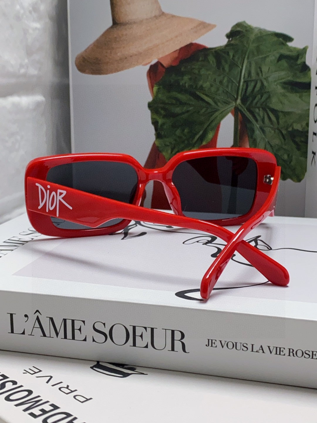 MONTAIGNE SUNGLASS 571592 IN RED ACETATE TEXT LOGO - Product Image 3
