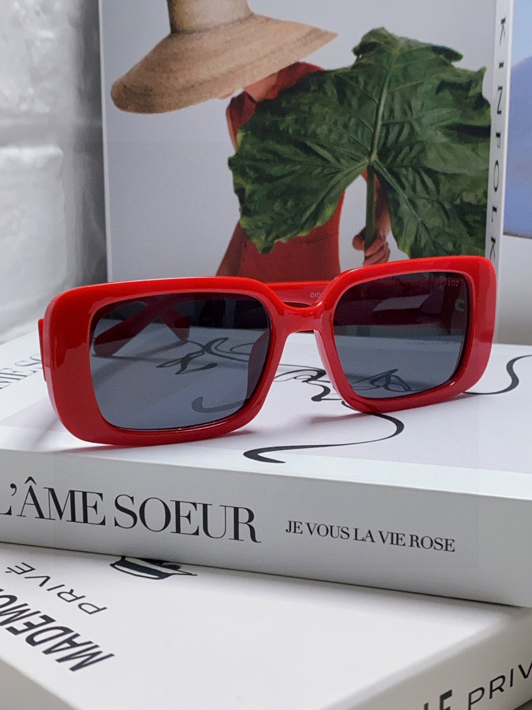 MONTAIGNE SUNGLASS 571592 IN RED ACETATE TEXT LOGO - Product Image 5